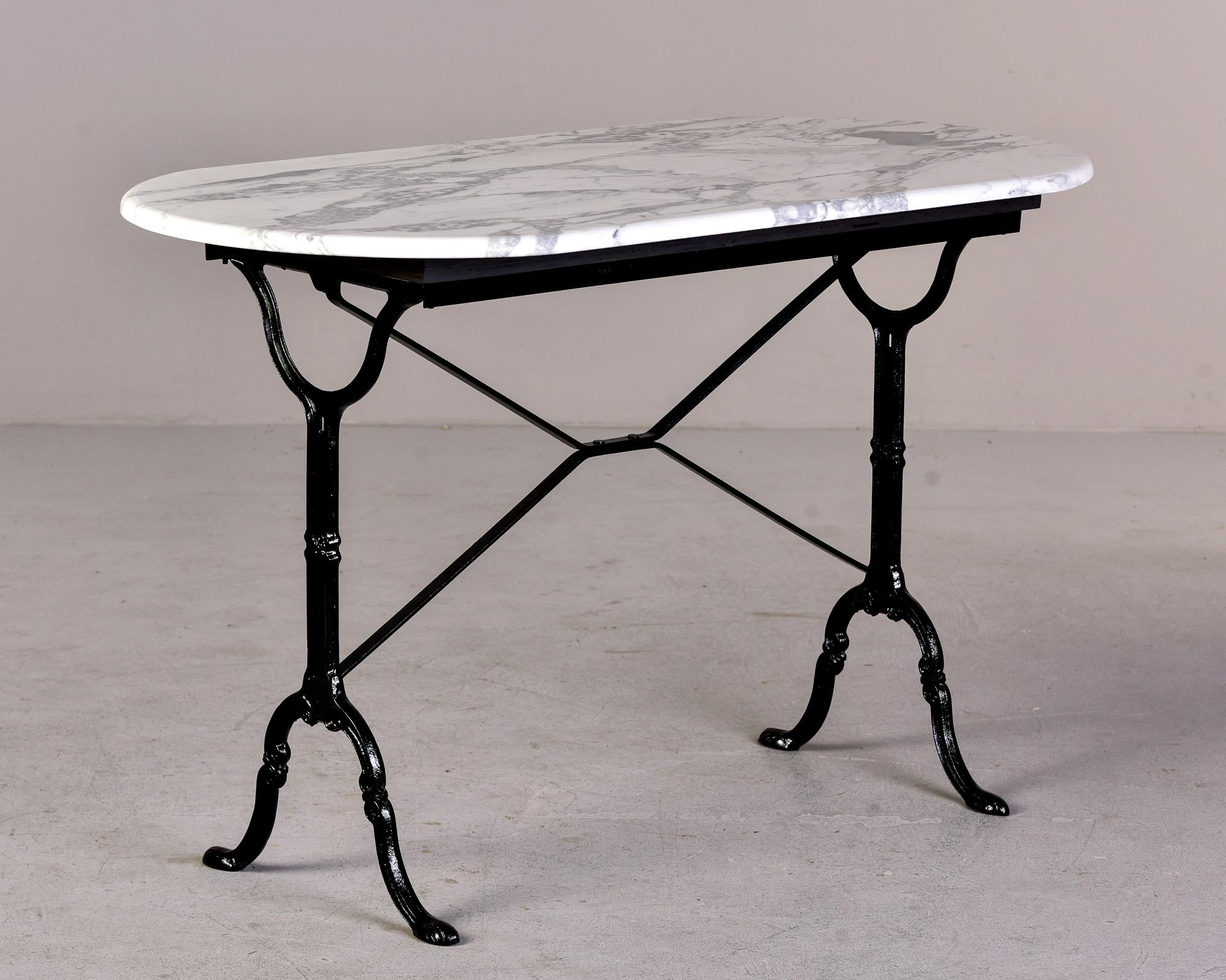 Early 20th C French Bistro Table with Iron Base and Carrara Marble Top 1