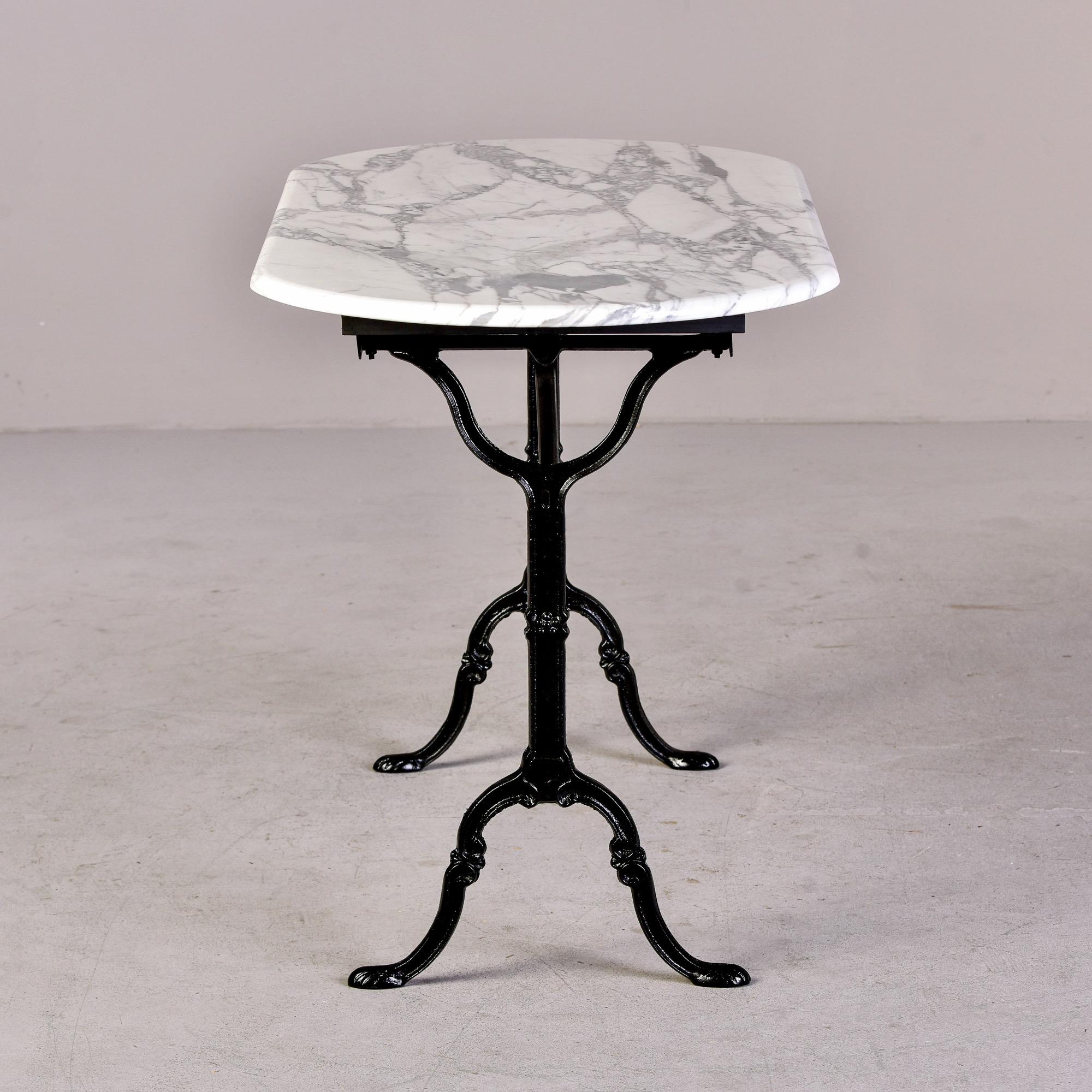 Early 20th C French Bistro Table with Iron Base and Carrara Marble Top 2