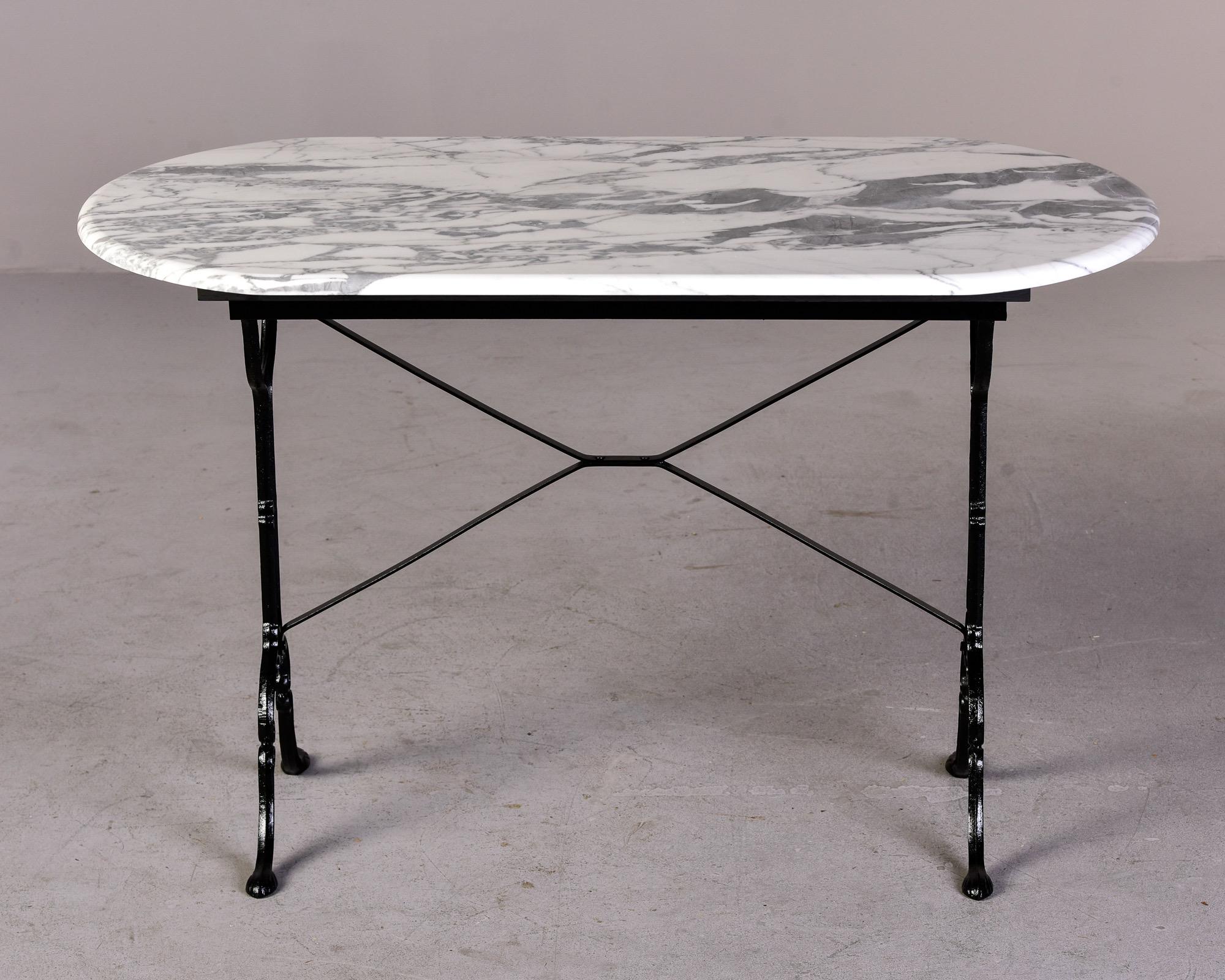 Early 20th C French Bistro Table with Iron Base and Carrara Marble Top 3