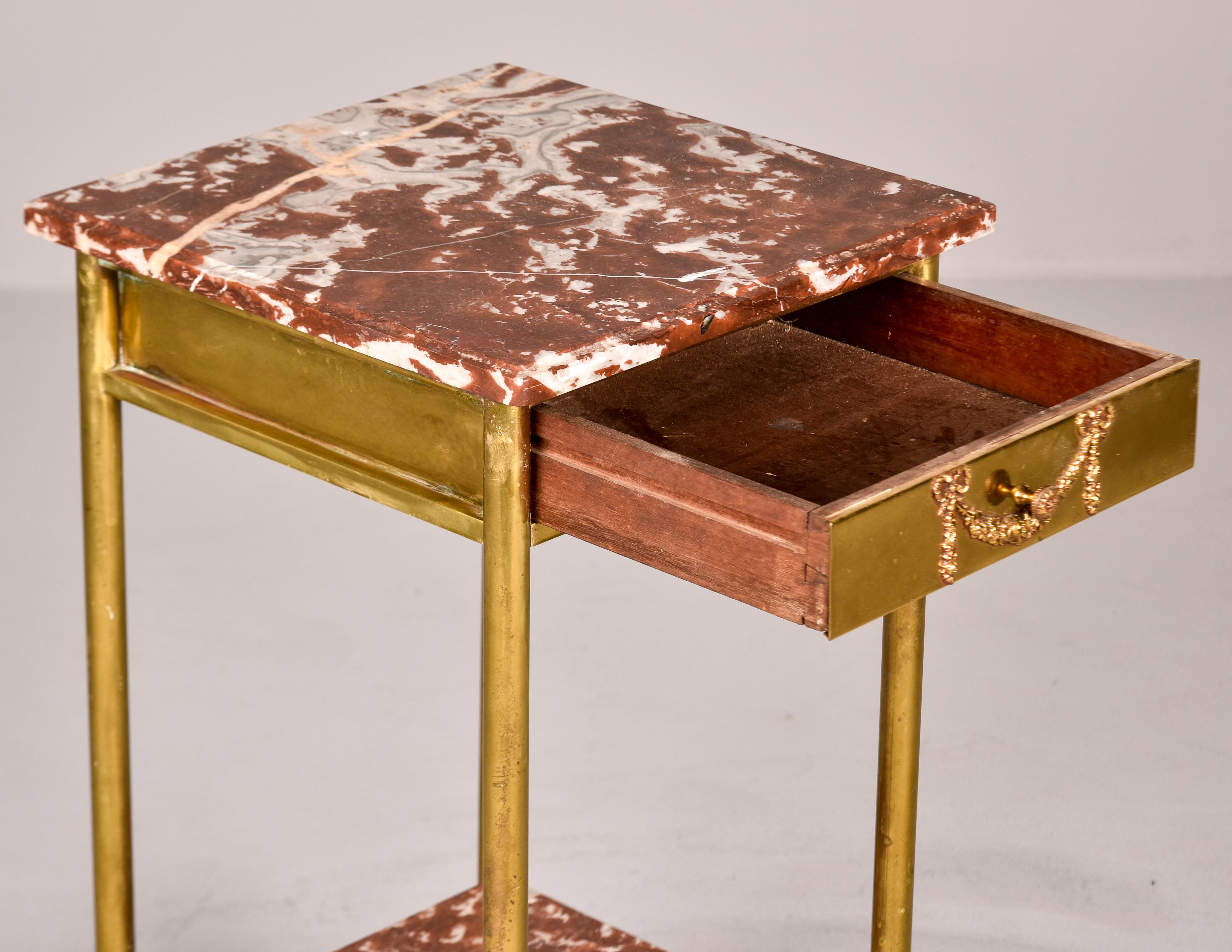 Early 20th C French Brass and Marble Two Tier Side Table For Sale 7
