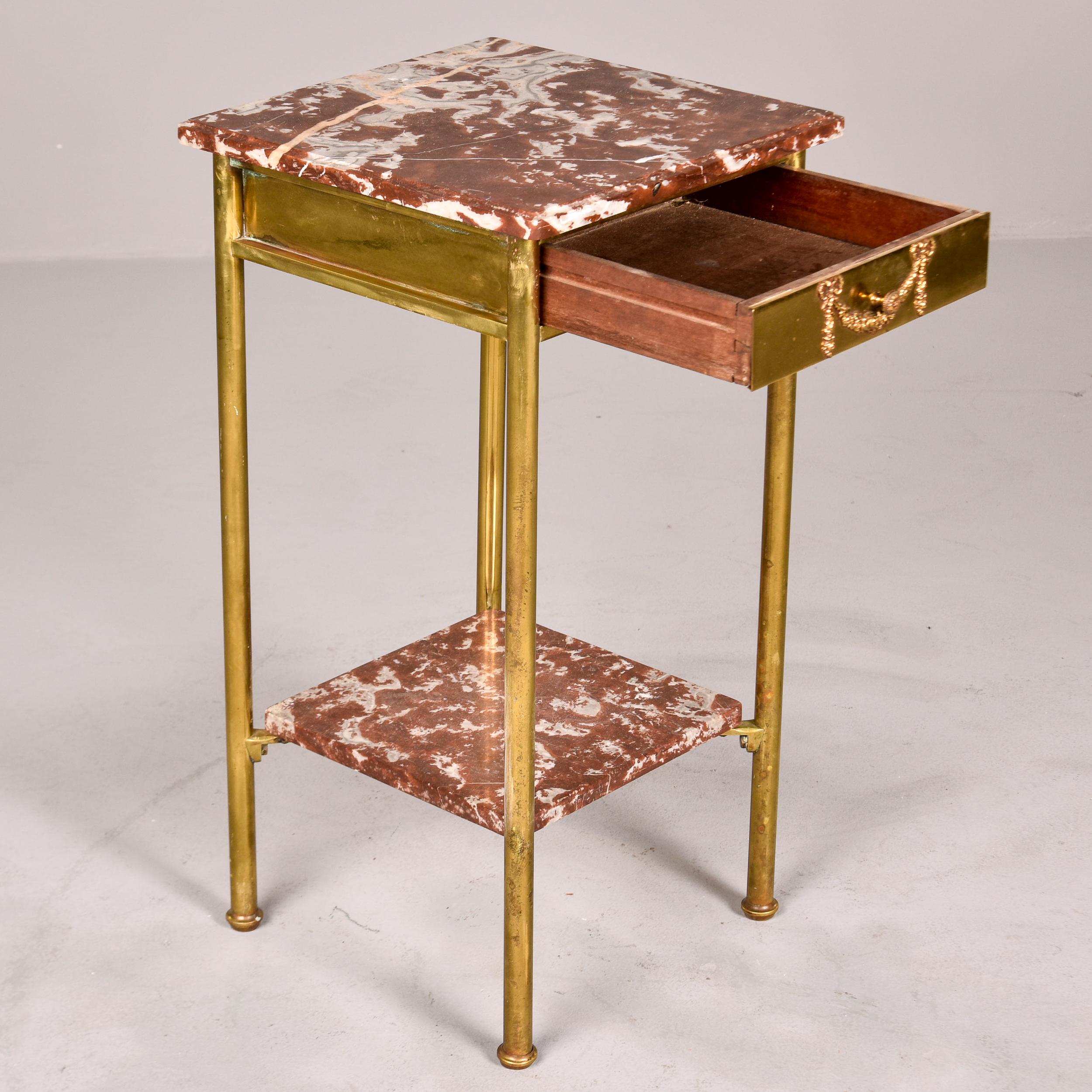 Early 20th C French Brass and Marble Two Tier Side Table For Sale 8