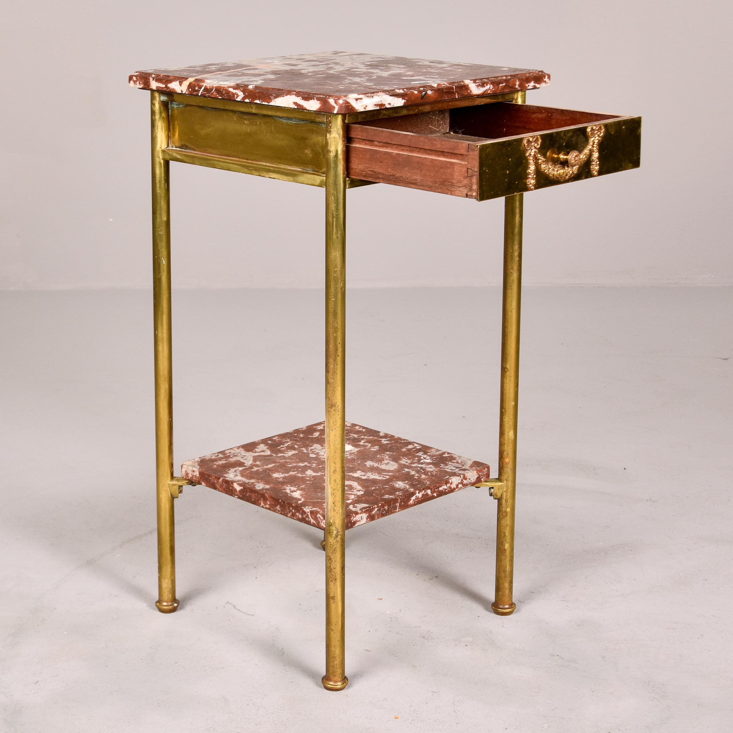 Early 20th C French Brass and Marble Two Tier Side Table For Sale 9