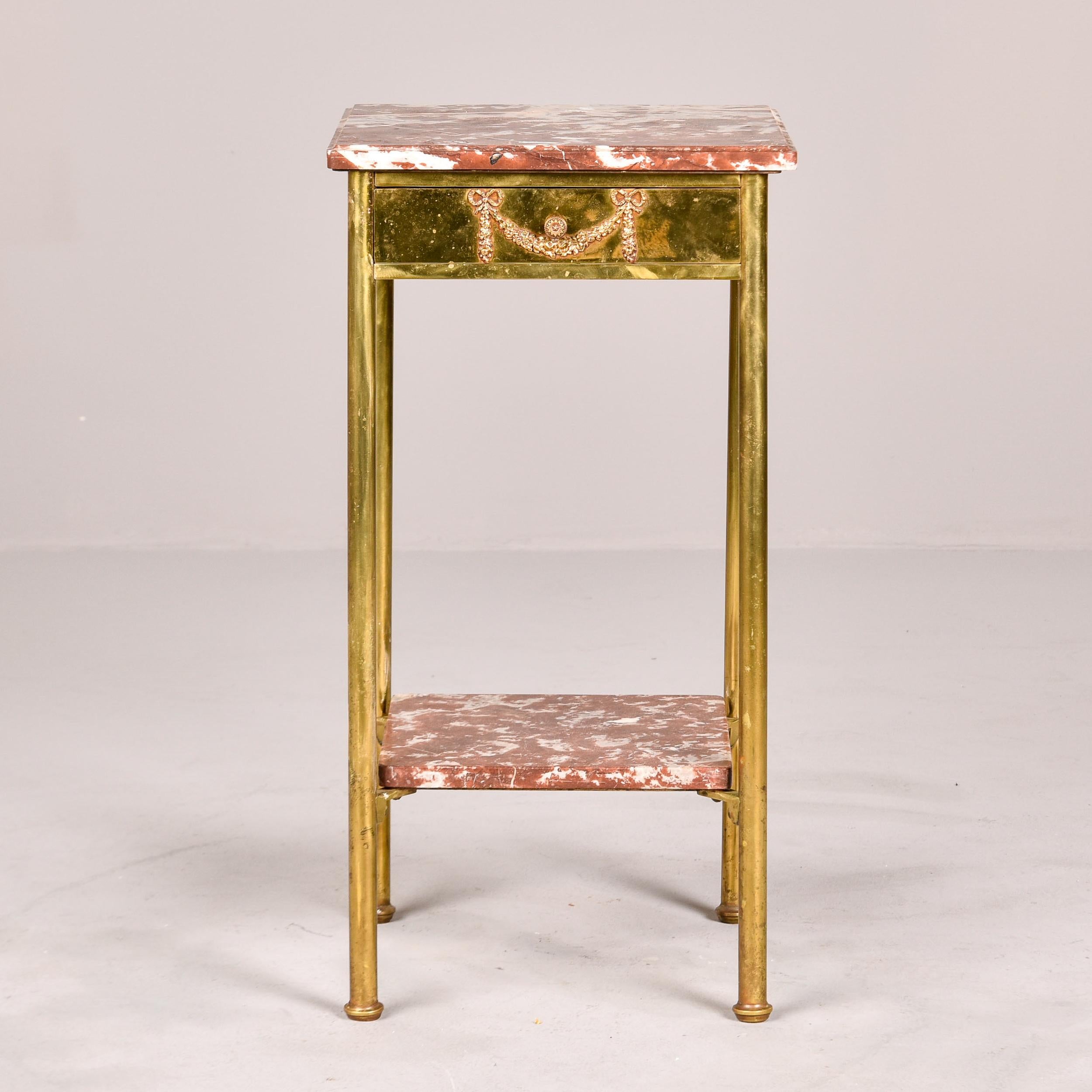 Early 20th C French Brass and Marble Two Tier Side Table In Good Condition For Sale In Troy, MI