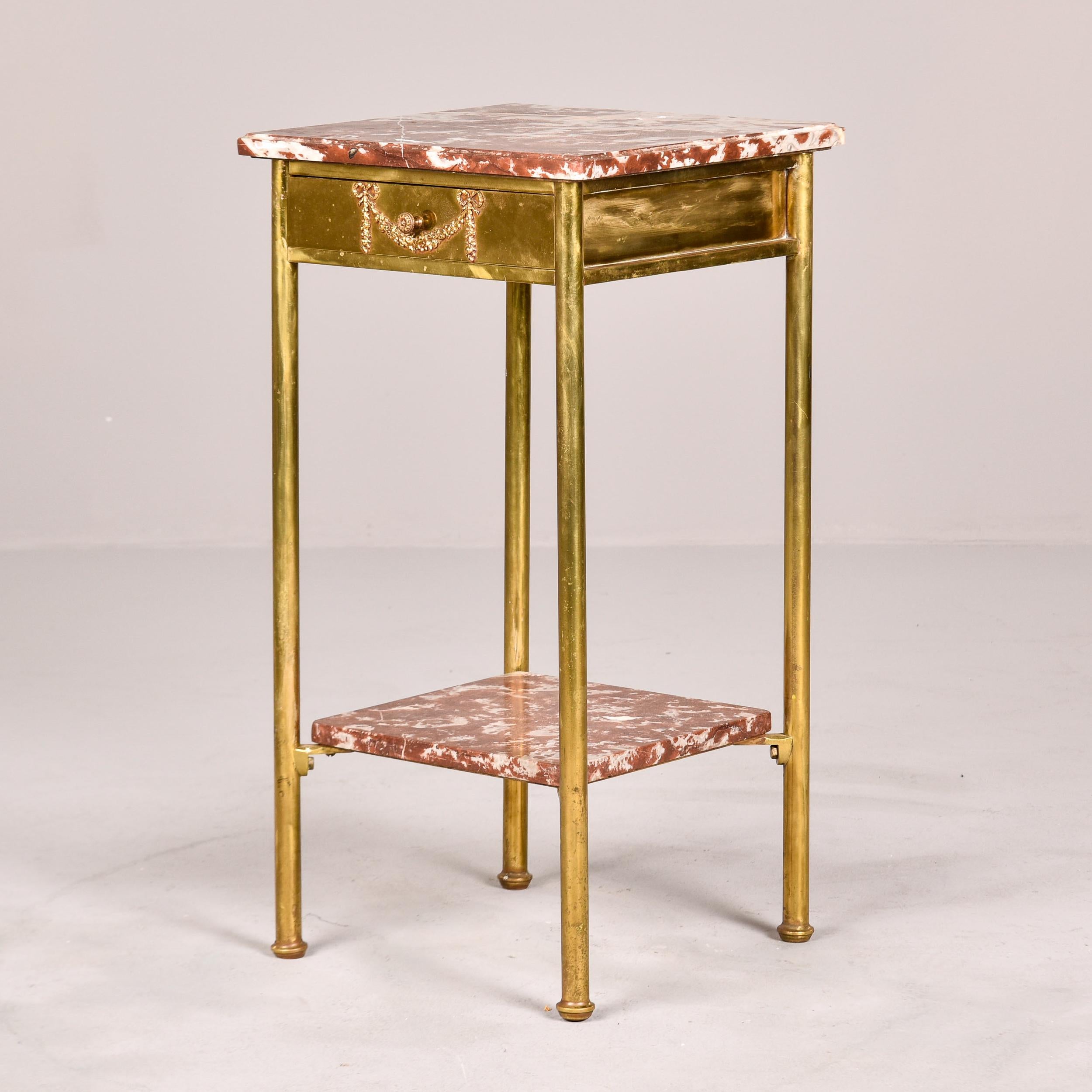 20th Century Early 20th C French Brass and Marble Two Tier Side Table For Sale
