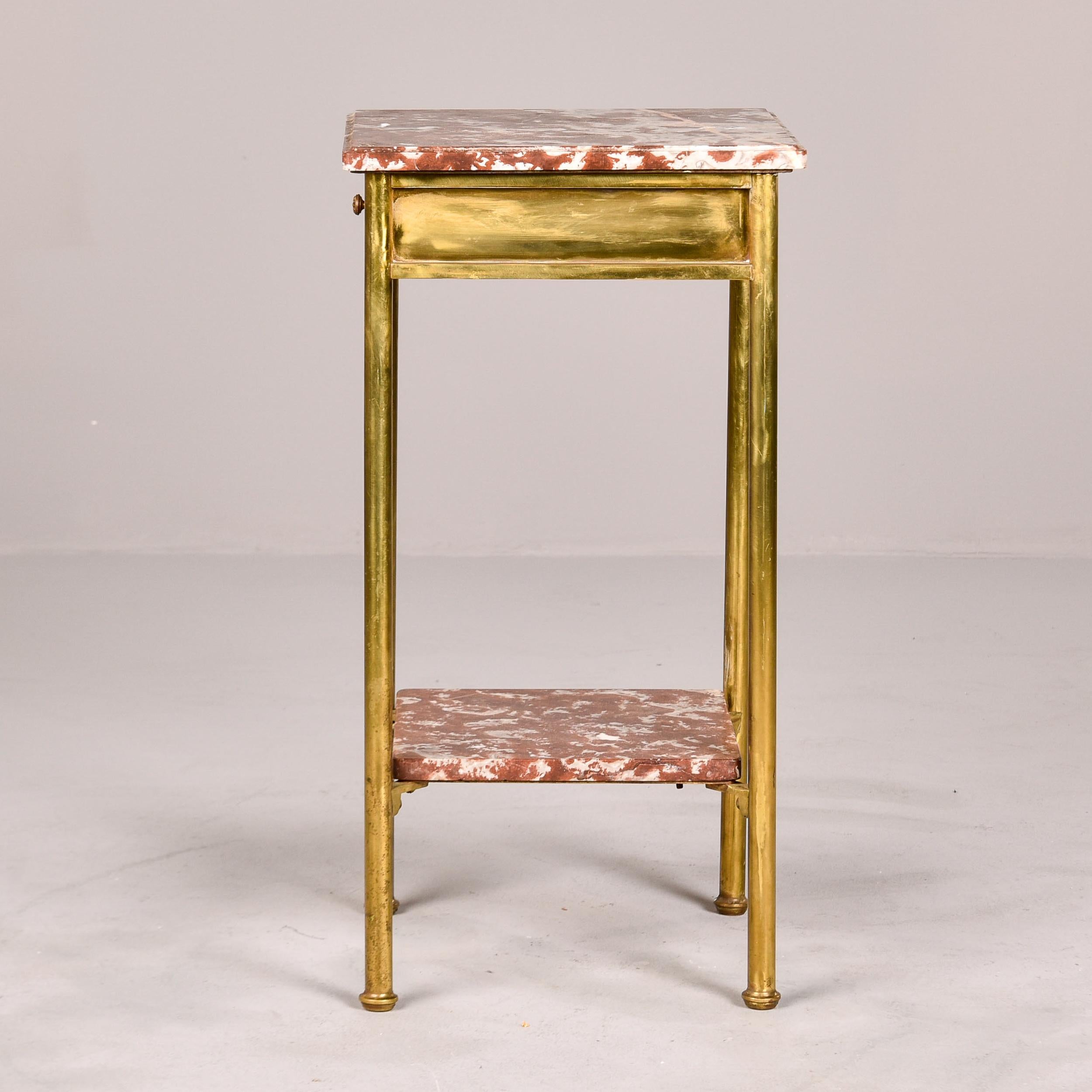 Early 20th C French Brass and Marble Two Tier Side Table For Sale 1