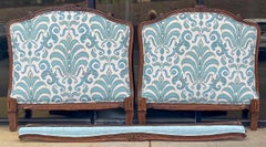 Early 20th-C. French Carved Oak Daybed or Twin Headboards in Turquoise