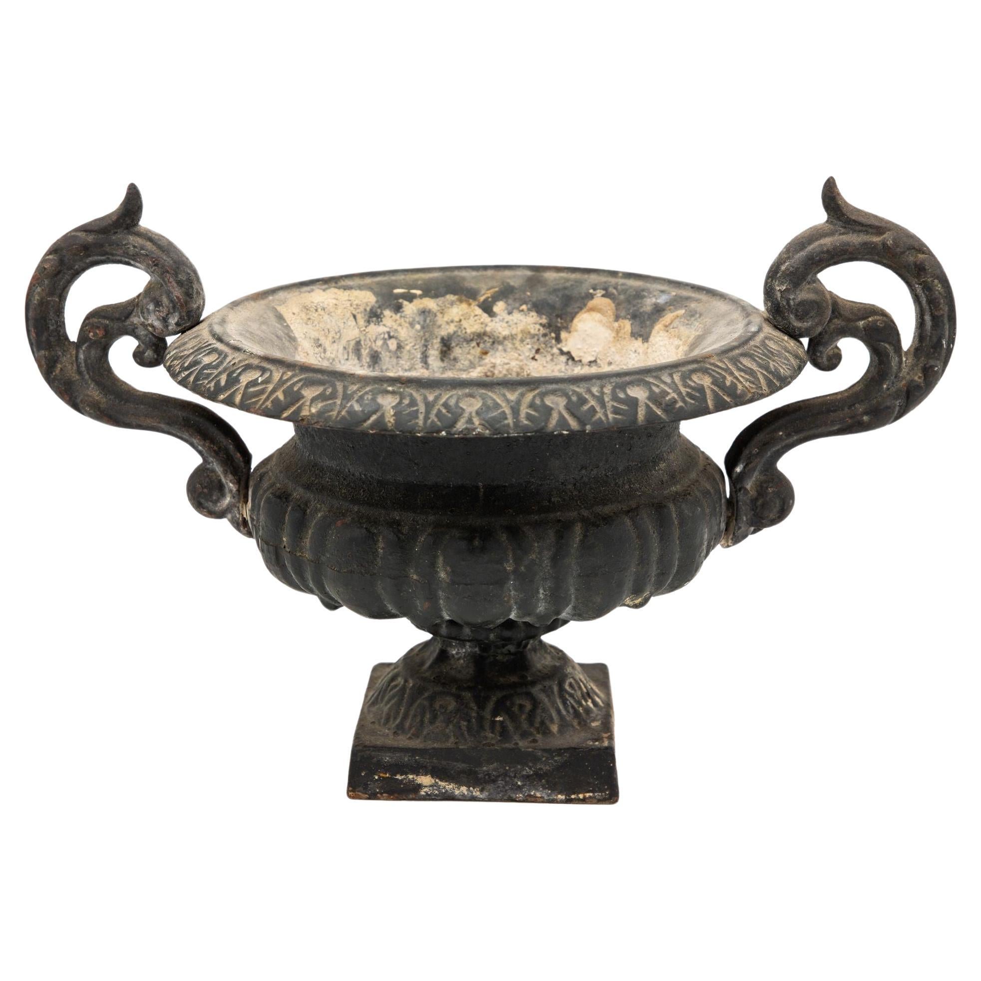 Early 20th C. French Cast Iron Garden Urn For Sale
