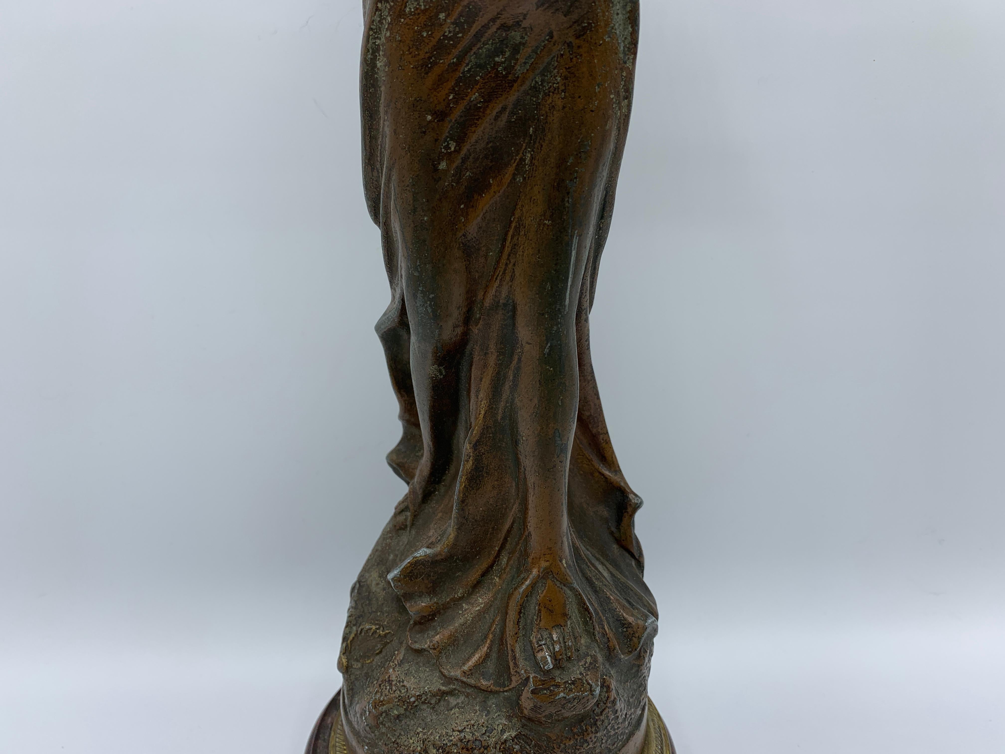 Early 20th Century French Cast-Metal 'Primèveres, Primrose' Figural Sculpture In Good Condition In Richmond, VA