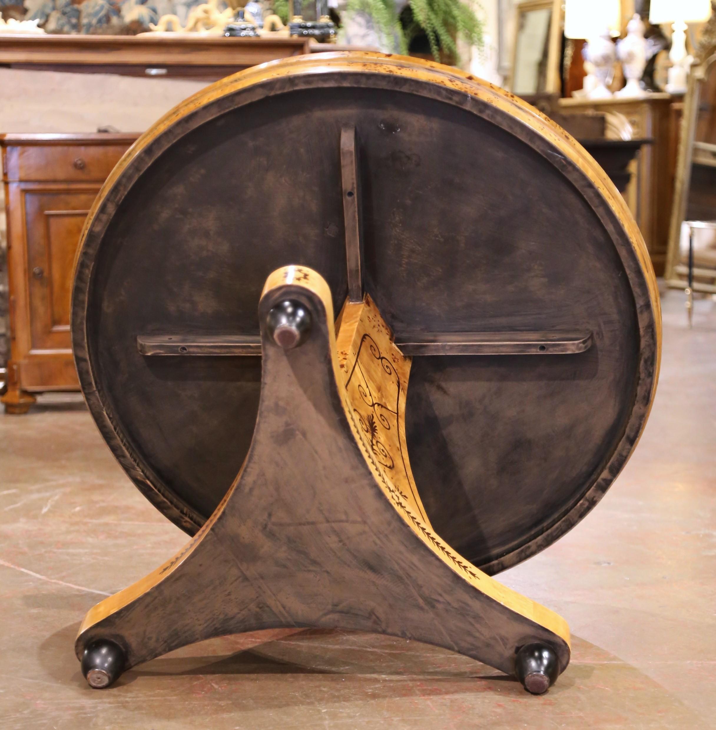Frühes 20. Jh. Französisch Charles X Stil Wurzelholz Intarsien Gueridon Pedestal Tisch im Angebot 8