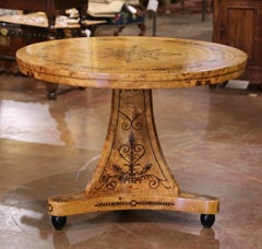 Early 20th C. French Charles X Style Burlwood Marquetry Gueridon Pedestal Table