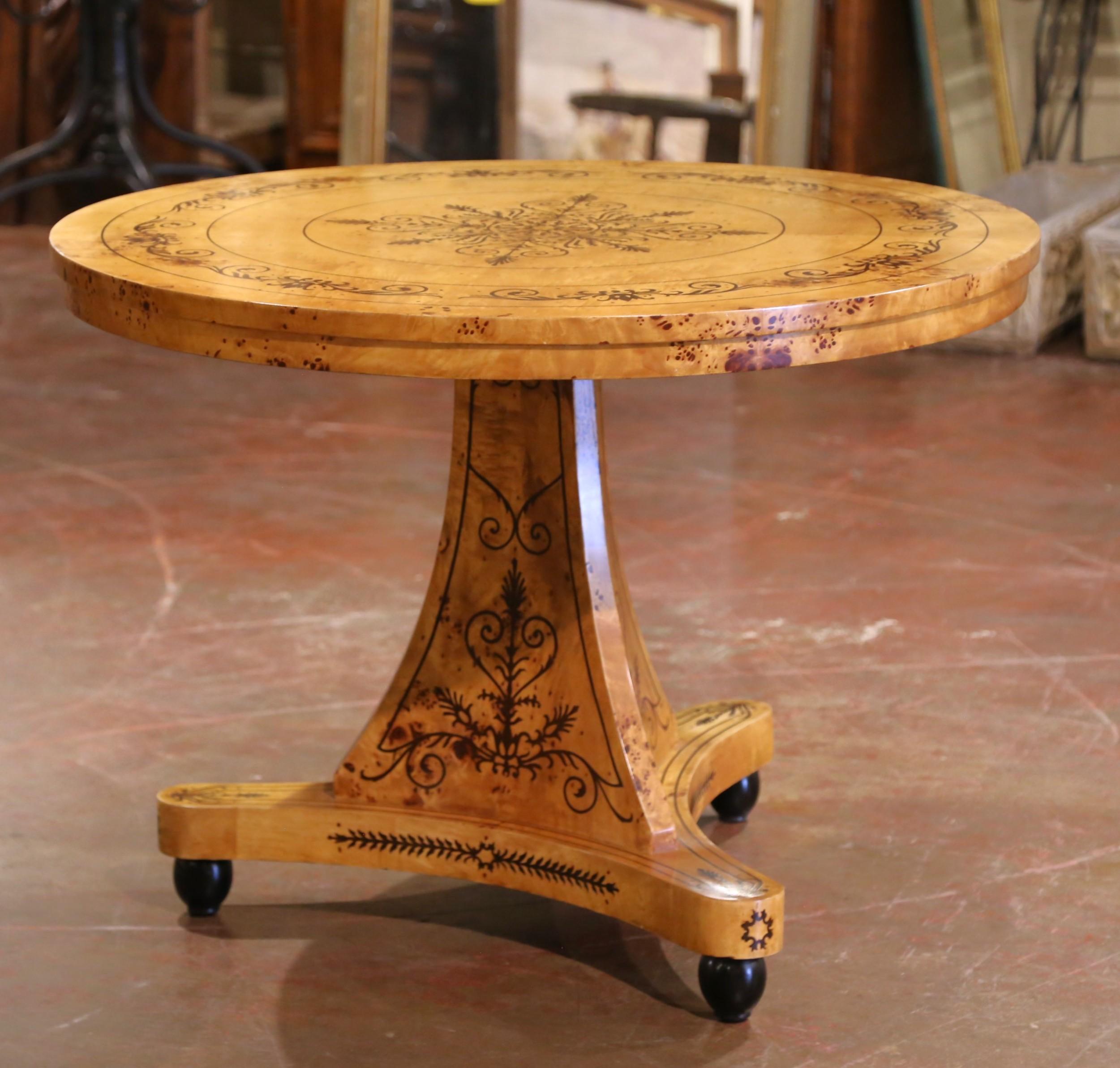 Frühes 20. Jh. Französisch Charles X Stil Wurzelholz Intarsien Gueridon Pedestal Tisch (20. Jahrhundert) im Angebot