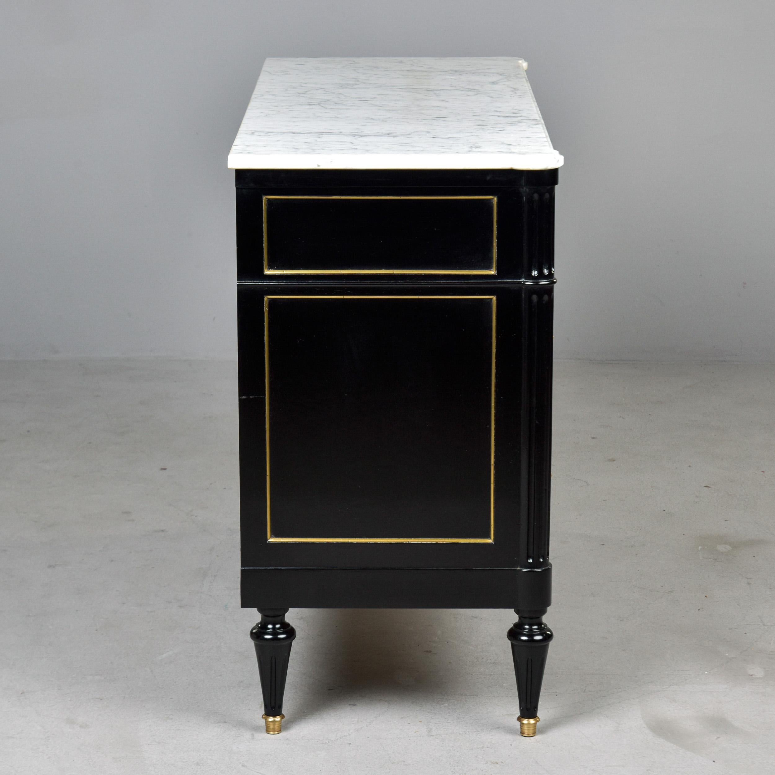 Early 20th C French Ebonised Marble Top Commode For Sale 4