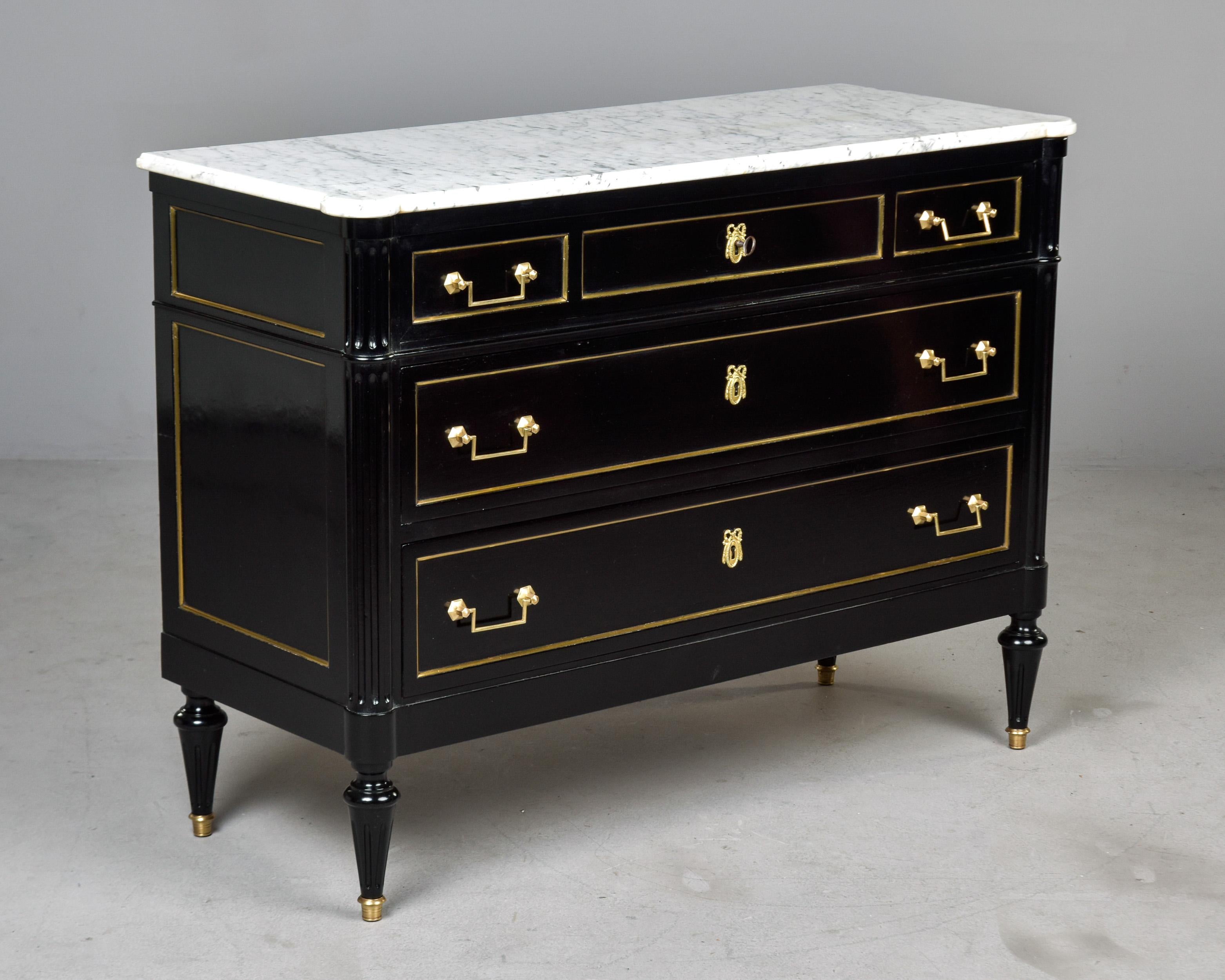 Early 20th C French Ebonised Marble Top Commode For Sale 5