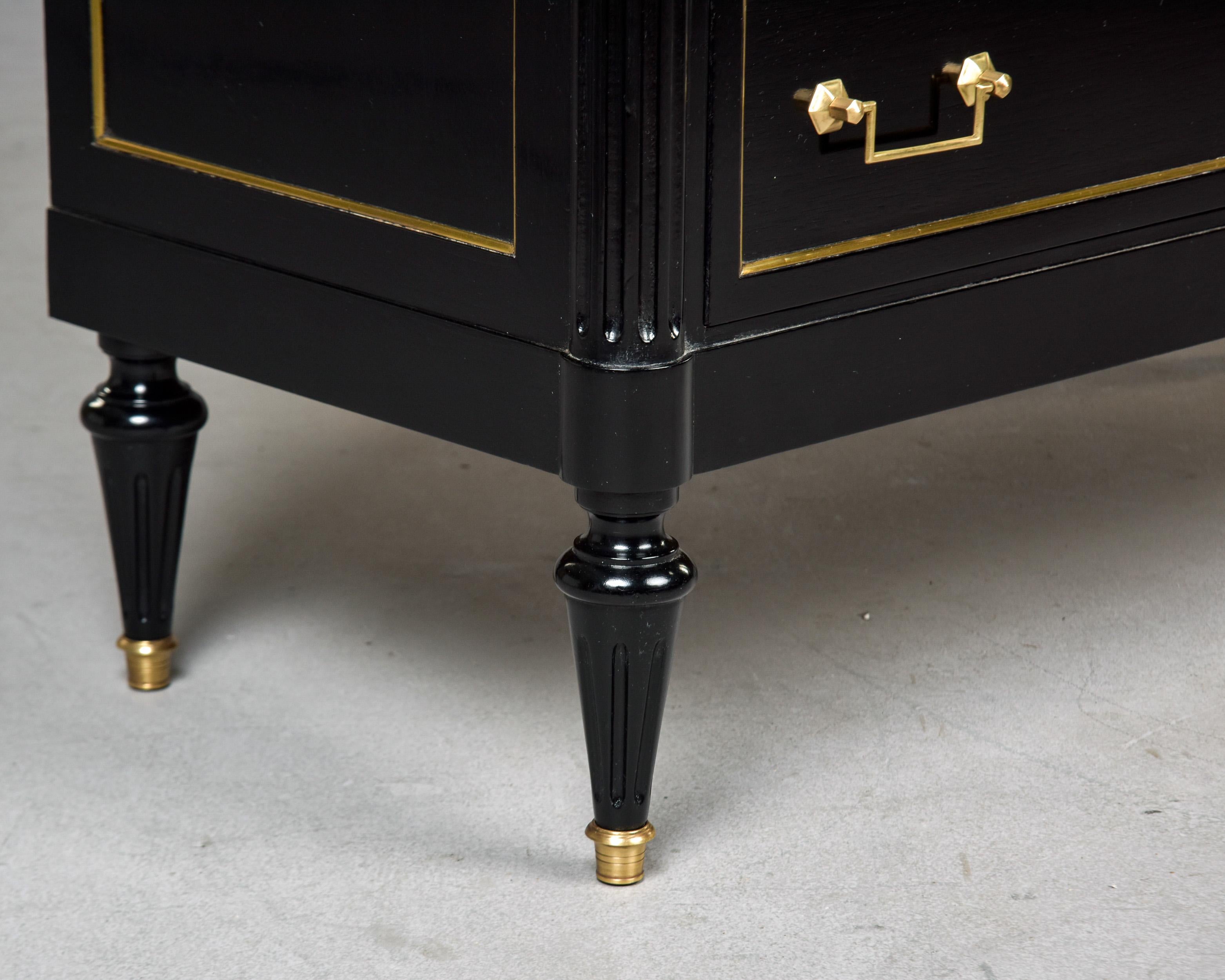 Early 20th C French Ebonised Marble Top Commode For Sale 7