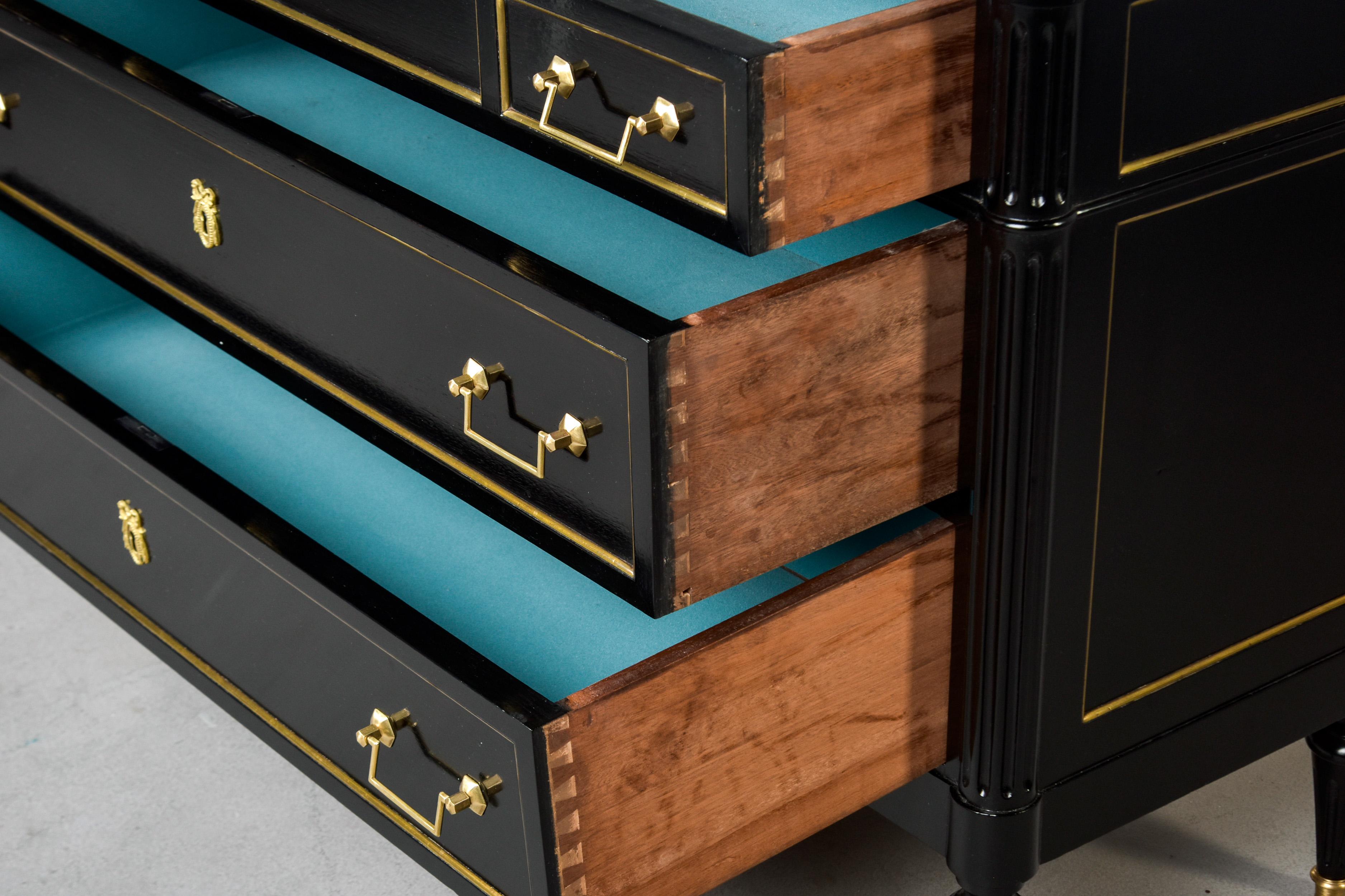 Early 20th C French Ebonised Marble Top Commode For Sale 1