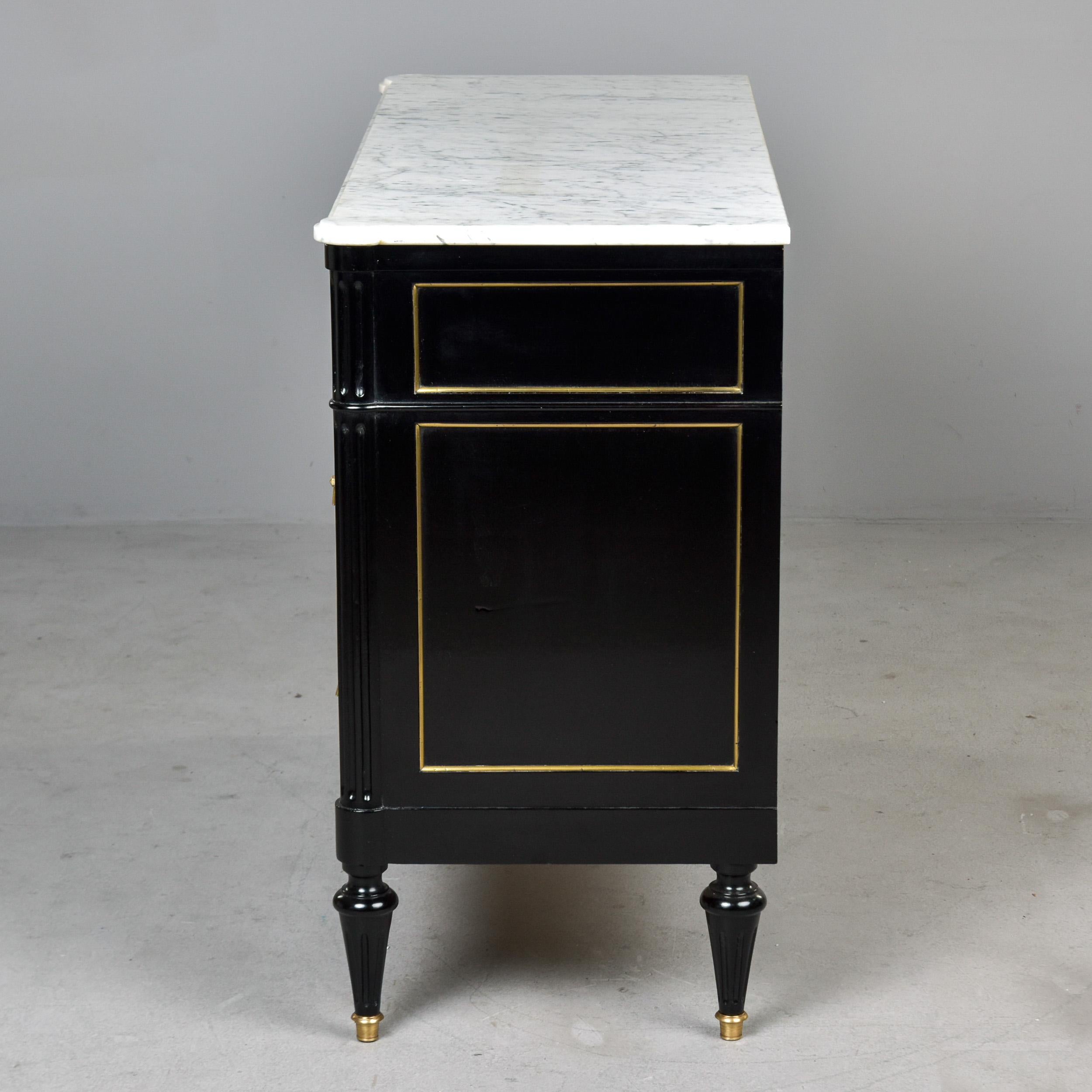 Early 20th C French Ebonised Marble Top Commode For Sale 2