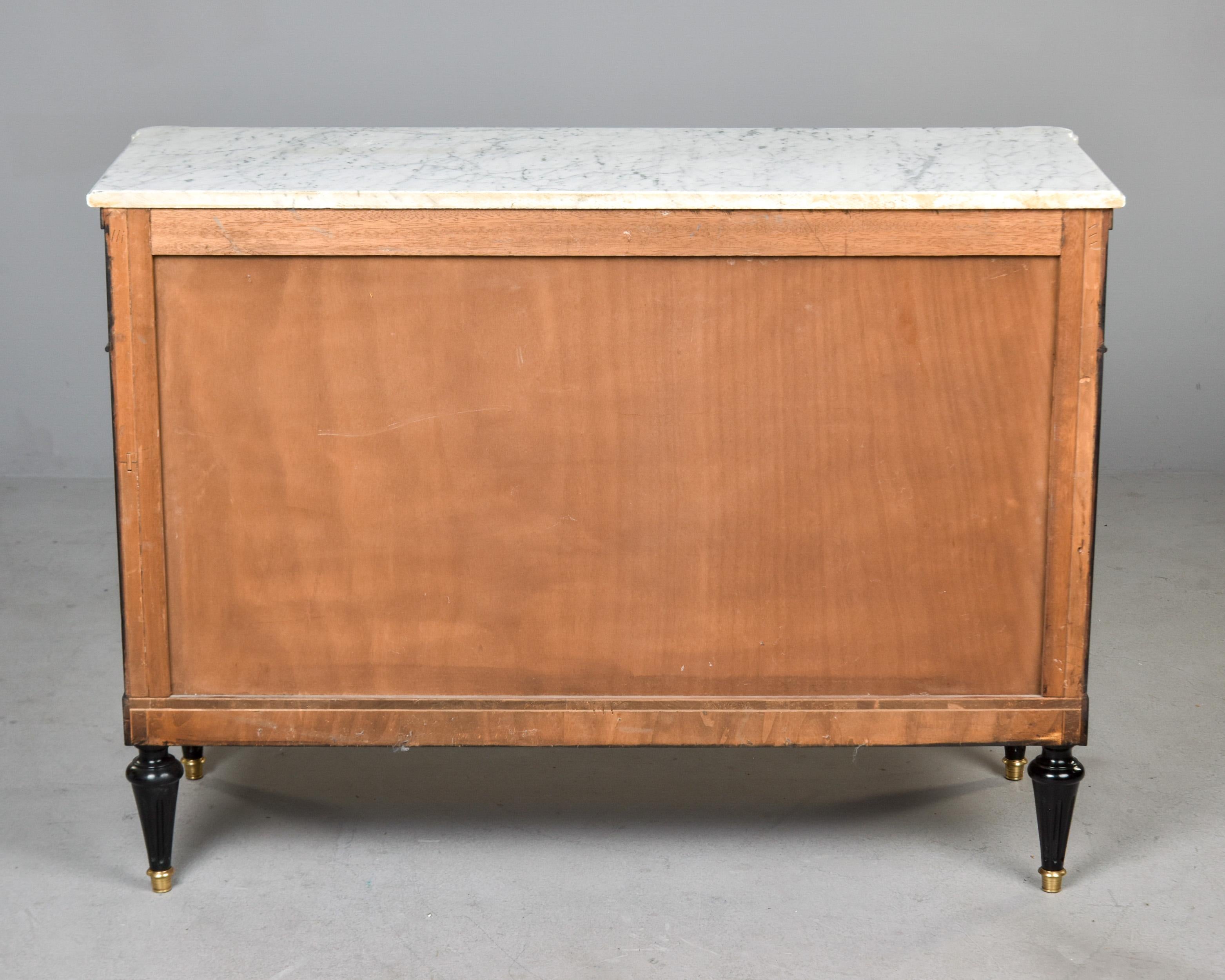 Early 20th C French Ebonised Marble Top Commode For Sale 3