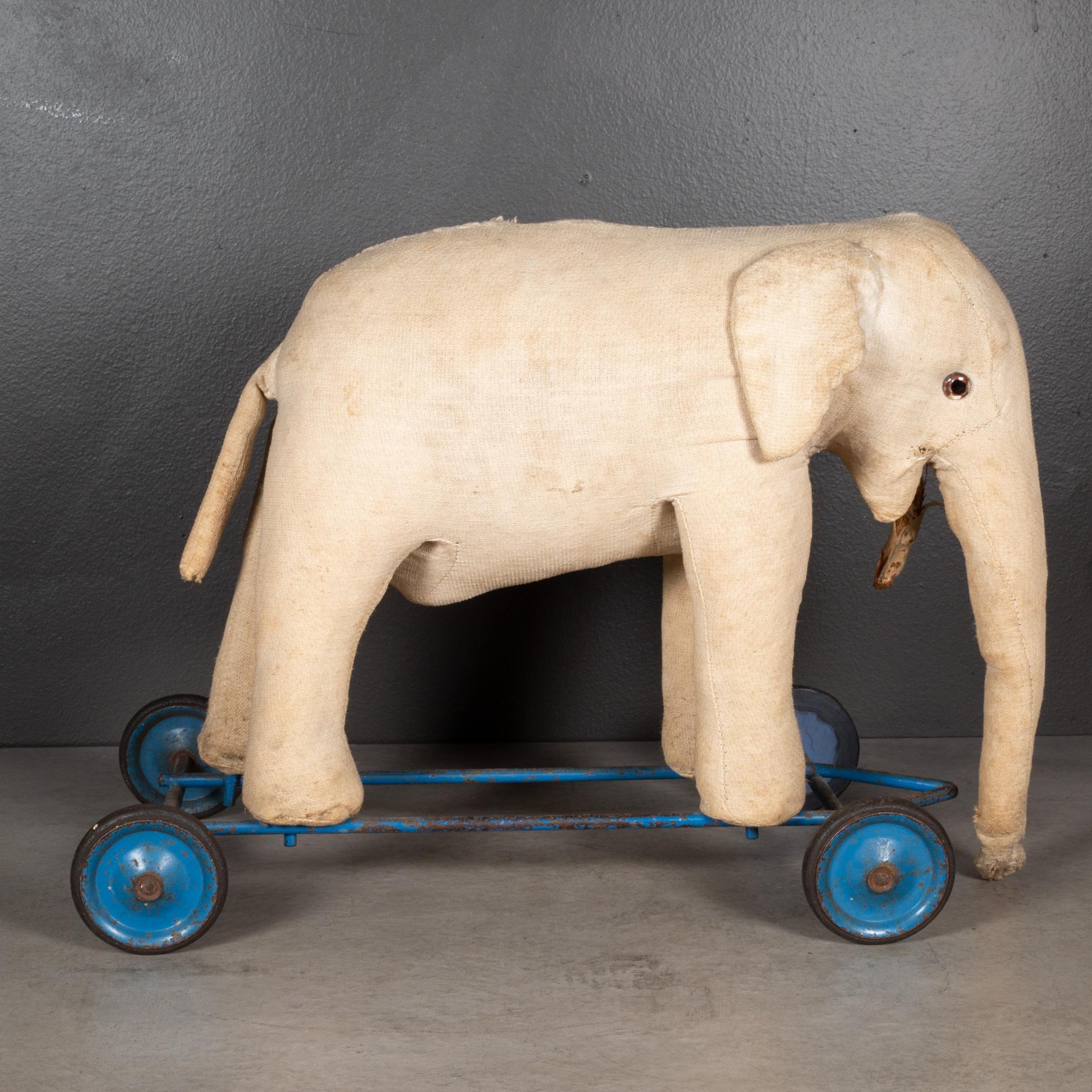 American Early 20th c. French Elephant Pull Toy c.1920 For Sale