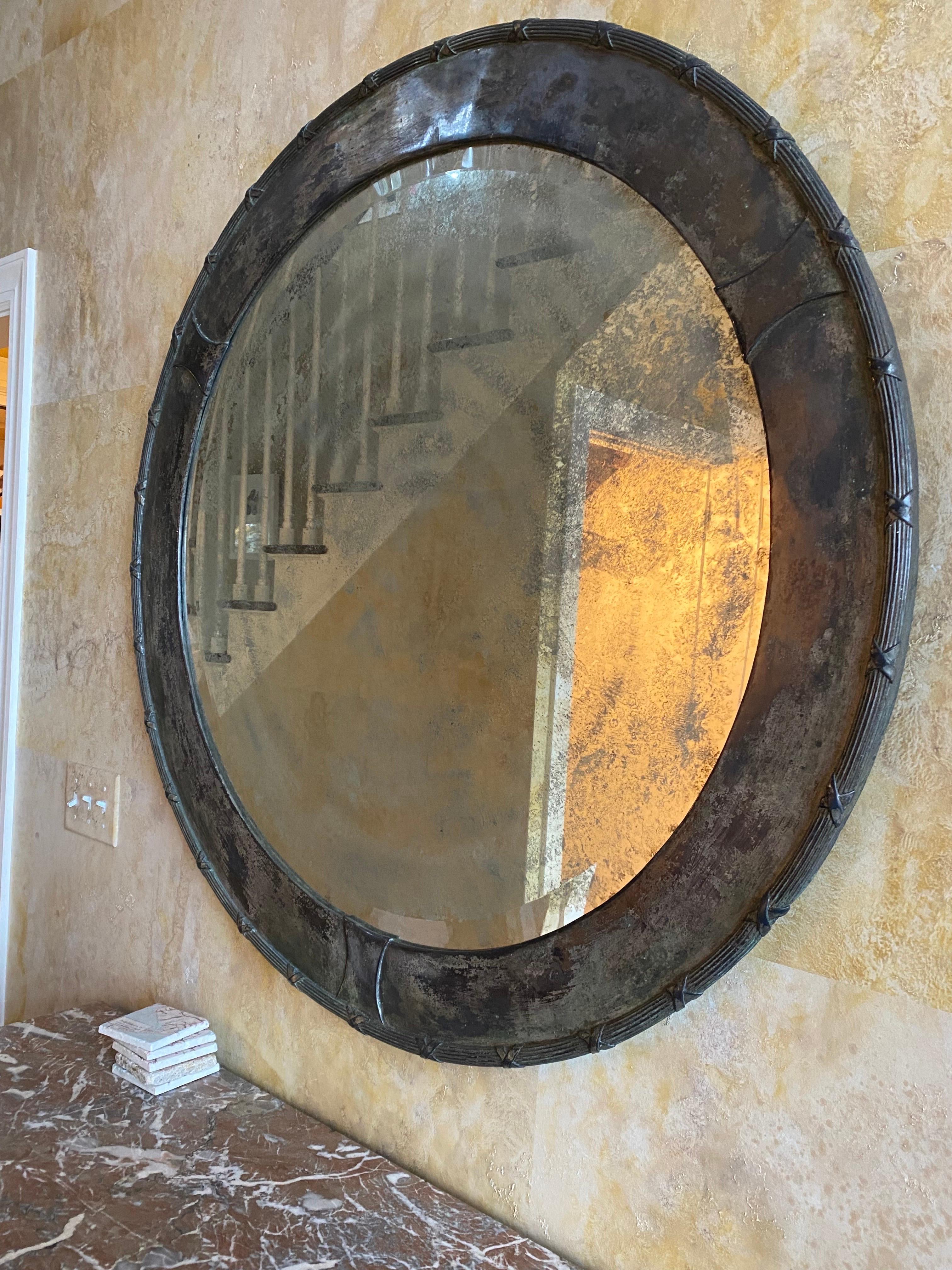 Early 20th C. French Forged Iron Mirror 7