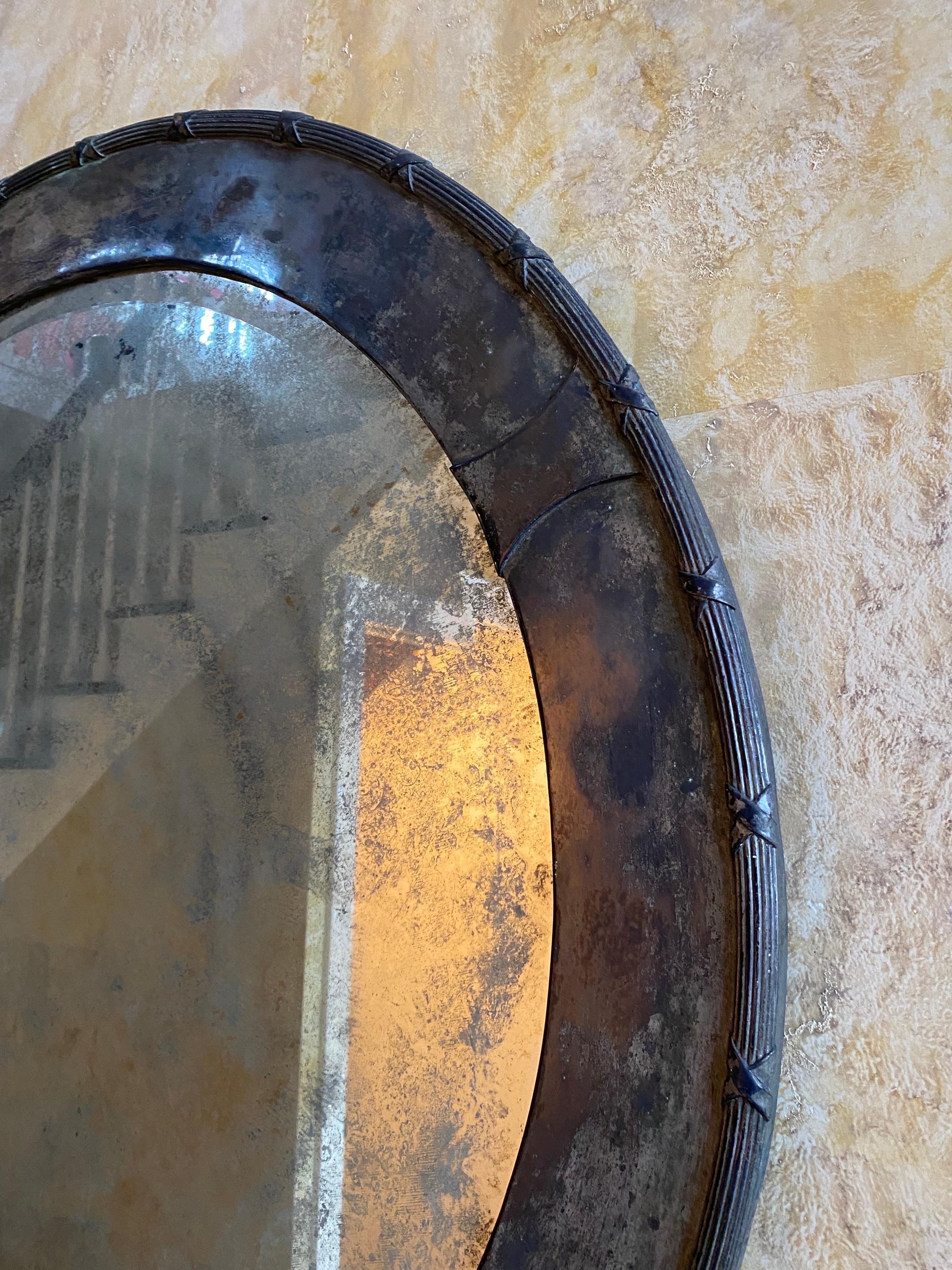 Early 20th C. French Forged Iron Mirror 9
