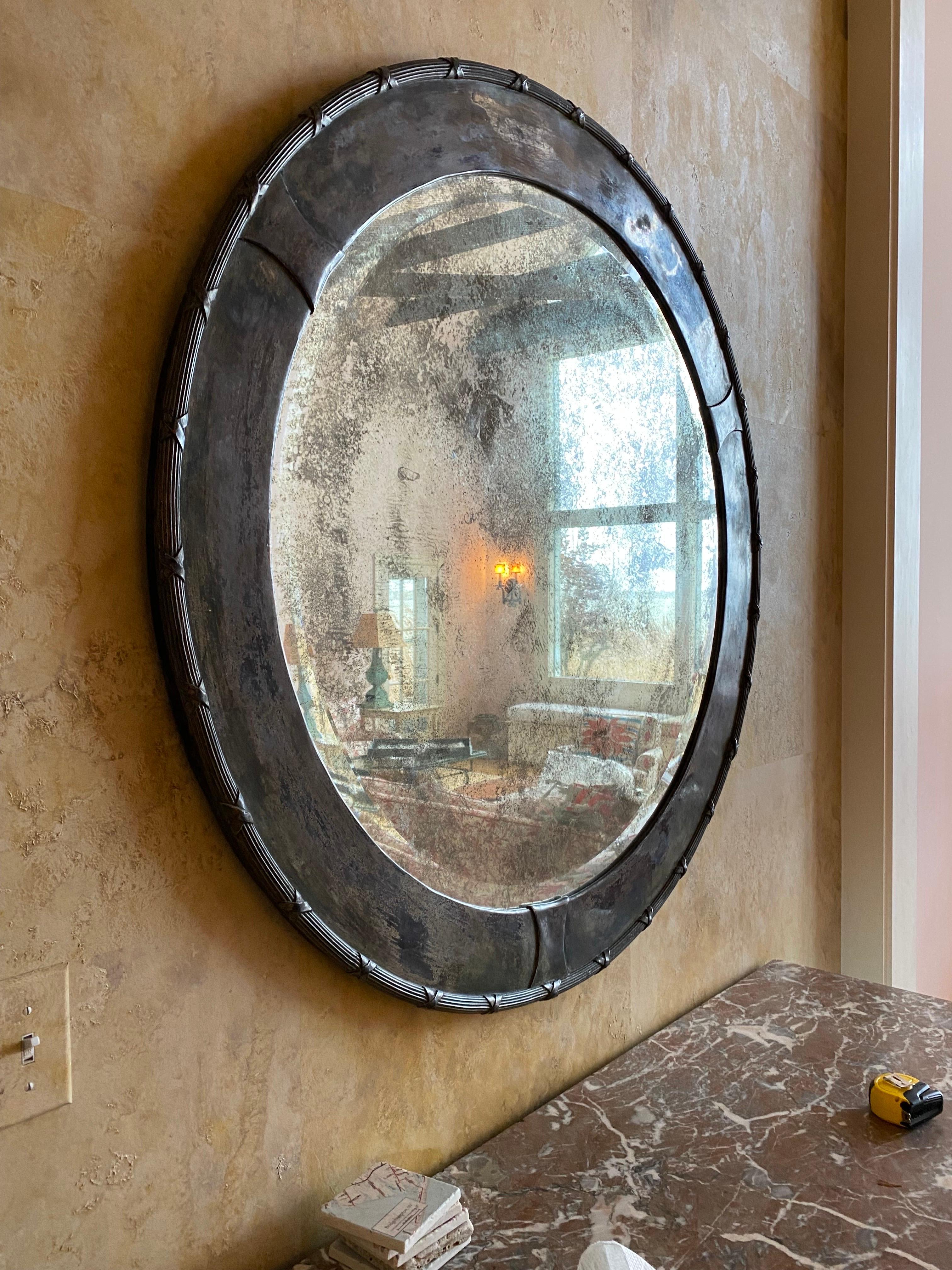 Early 20th C. French Forged Iron Mirror 10