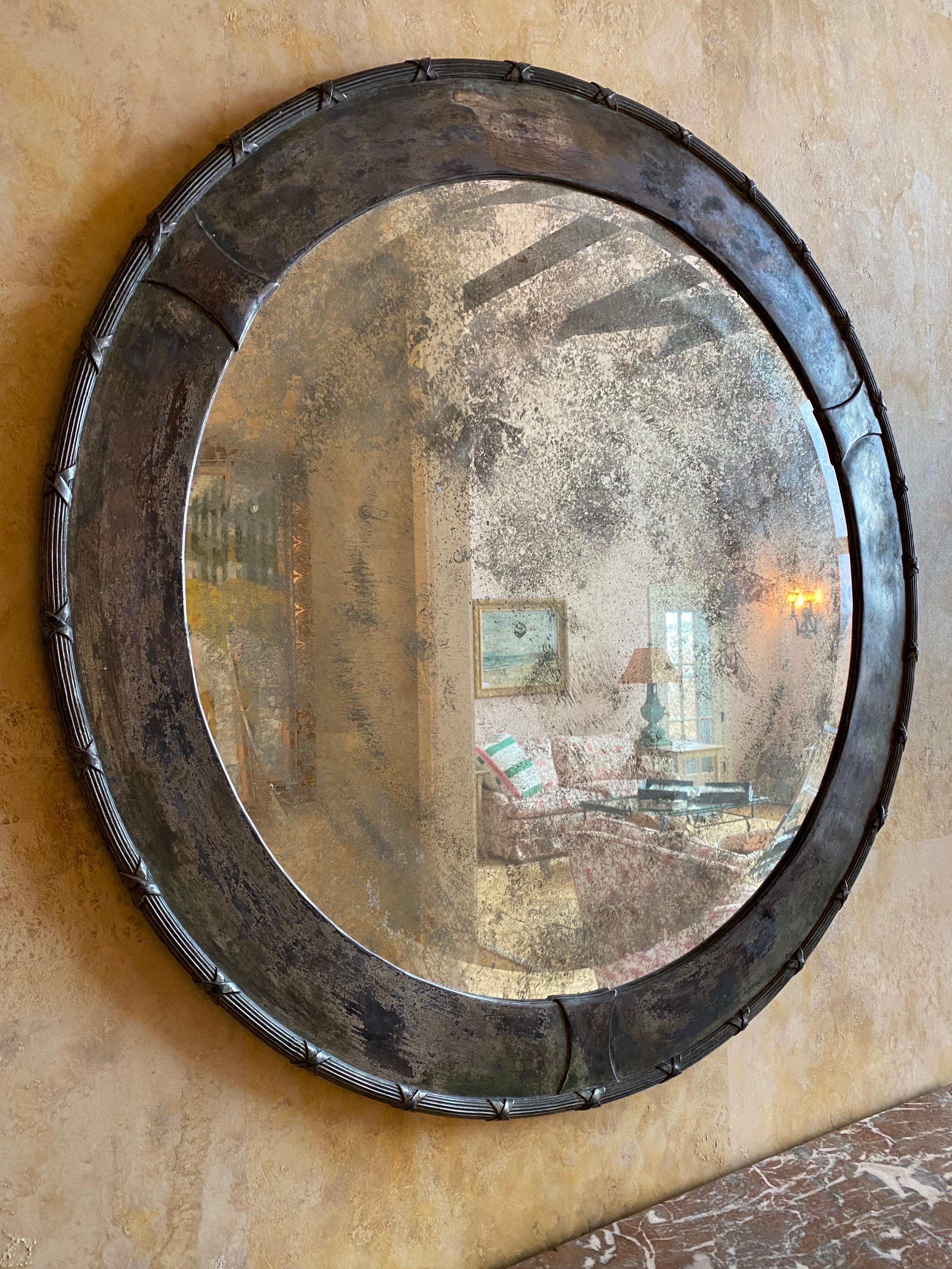 Early 20th C. French Forged Iron Mirror In Good Condition In Southampton, NY