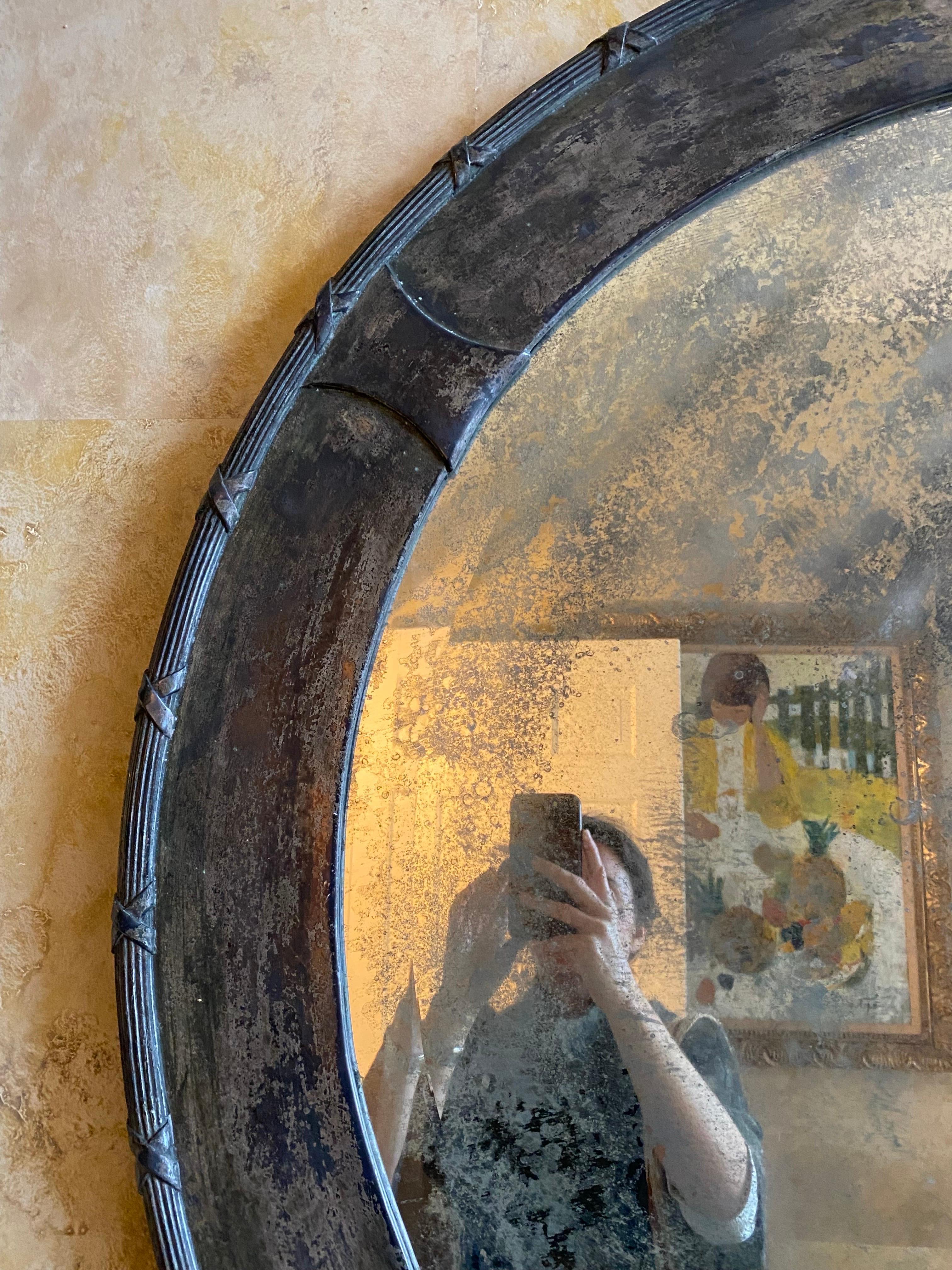 Early 20th C. French Forged Iron Mirror 3