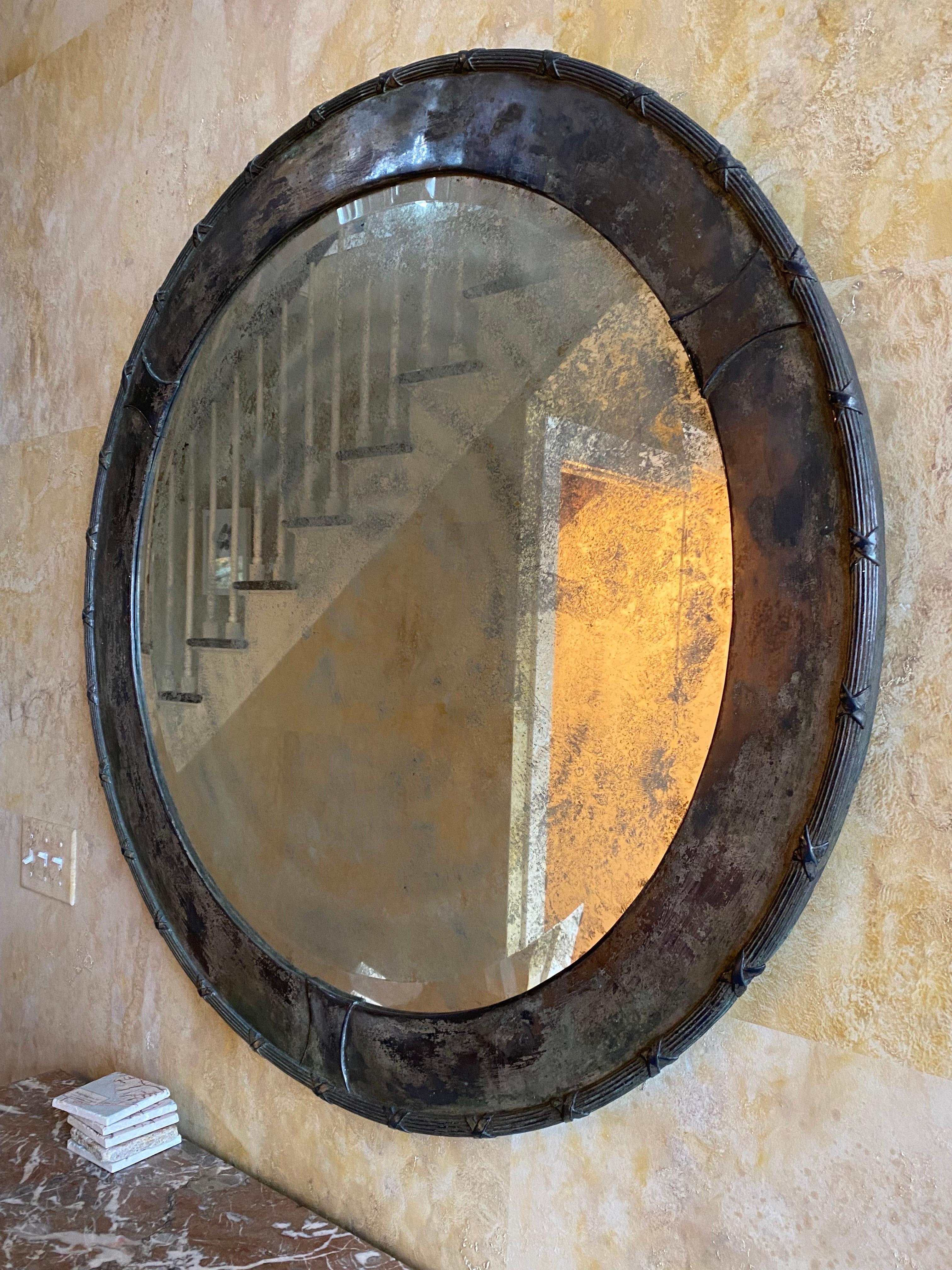 Early 20th C. French Forged Iron Mirror 4