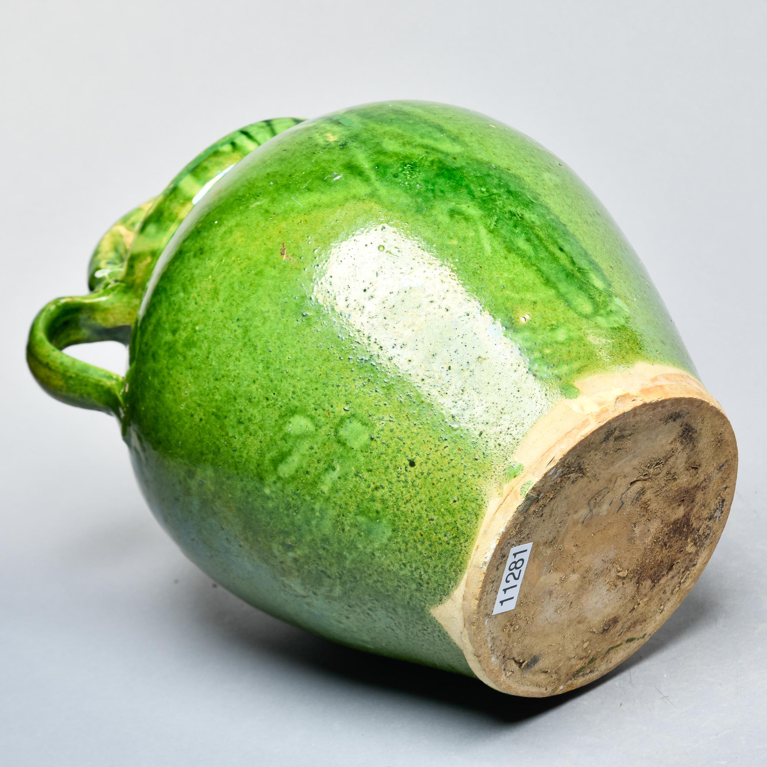 Early 20th C French Green Pot with Handle and Spout 4