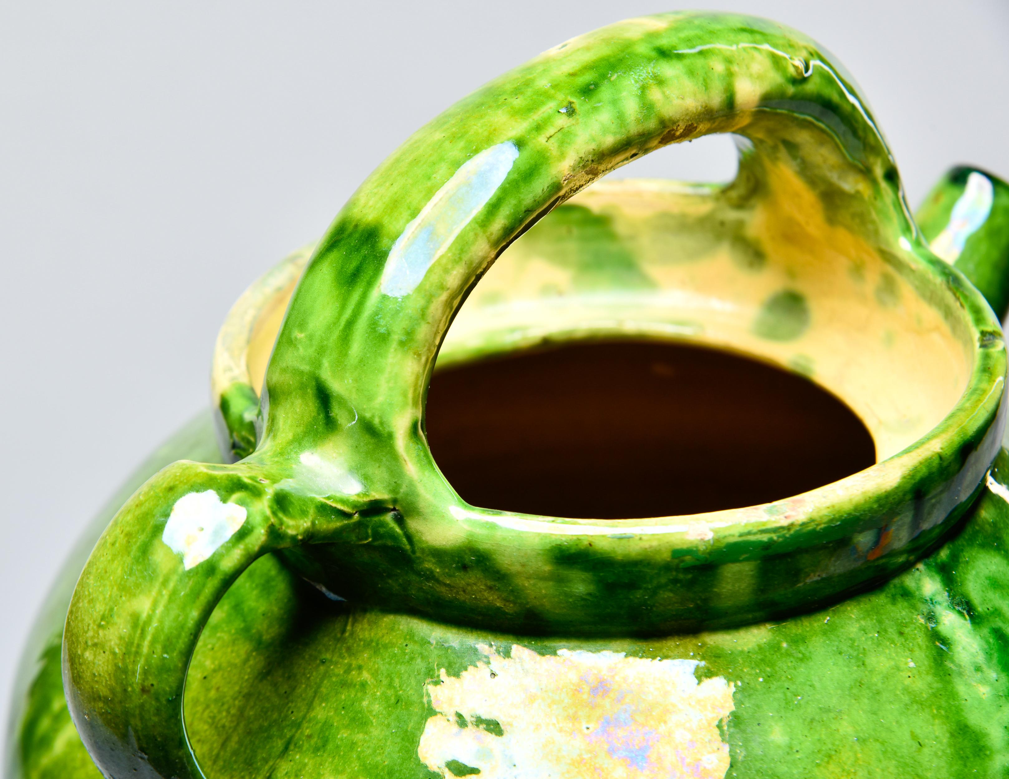 Early 20th C French Green Pot with Handle and Spout 2