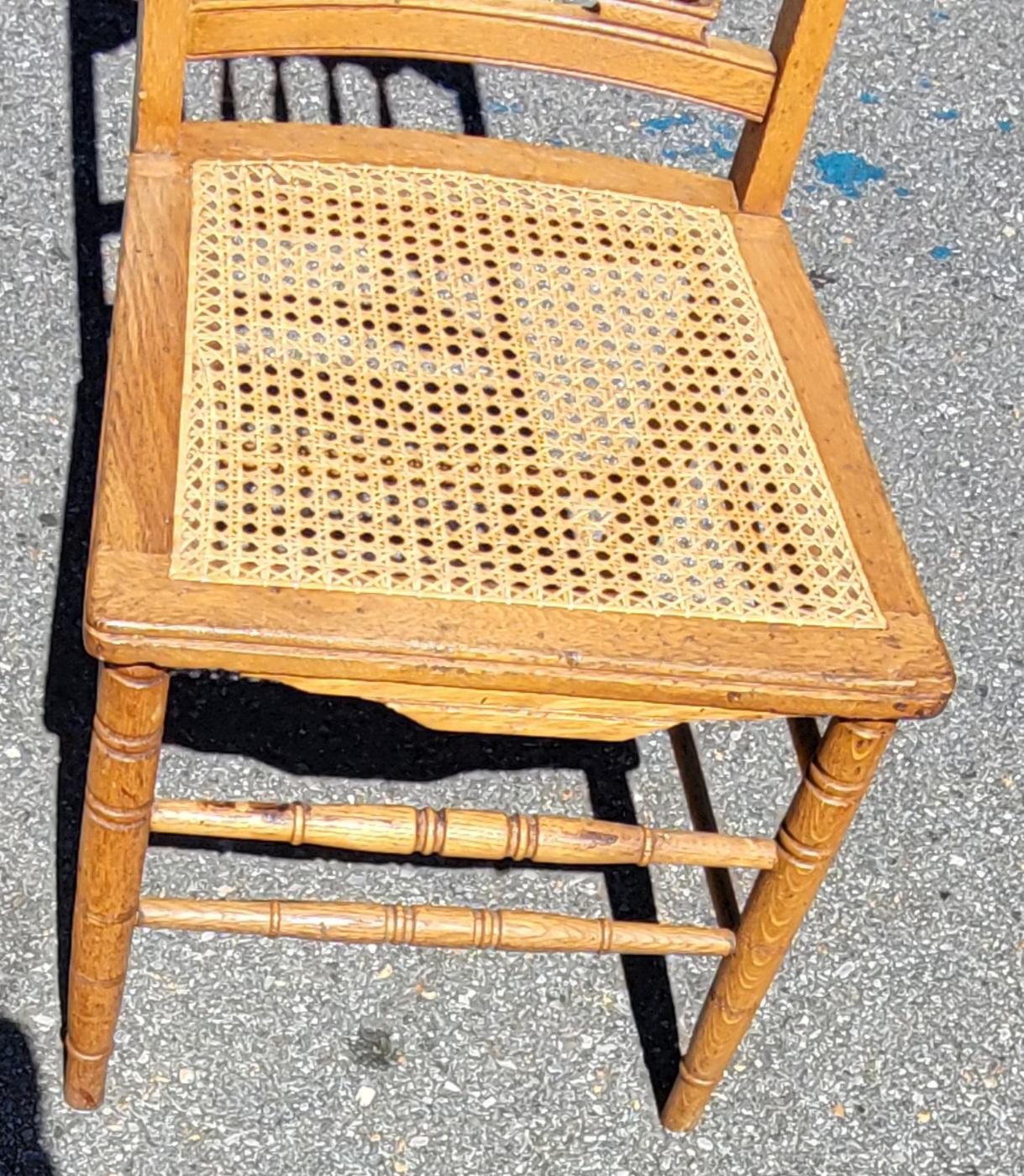 Early 20th C. French Henry II Oak and Canned Seat Side Chairs, a Pair For Sale 2