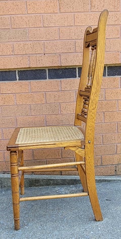 Early 20th C. French Henry II Oak and Canned Seat Side Chairs, a Pair