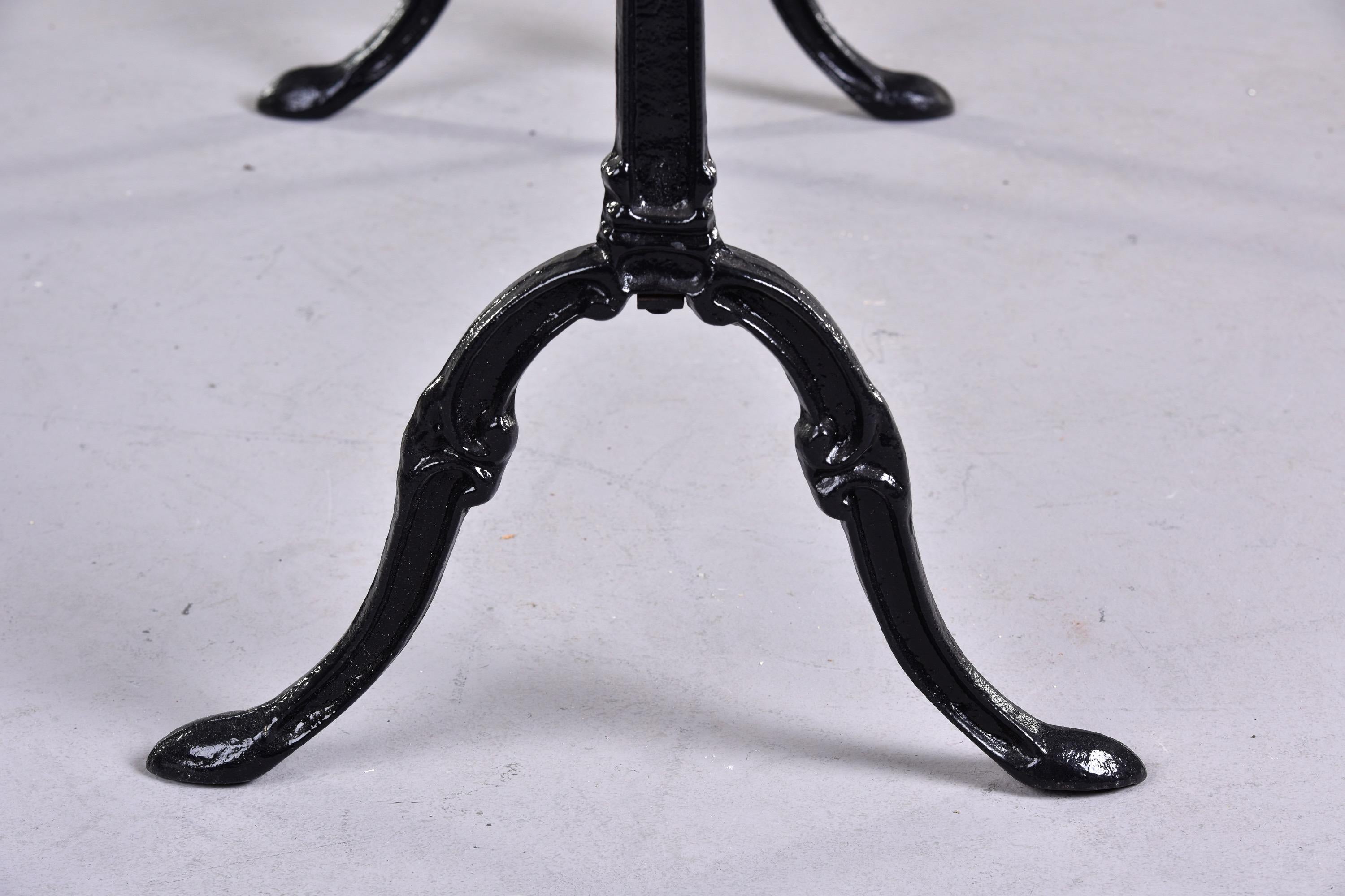 Early 20th C French Iron Base Bistro Table with Rectangular Carrara Marble Top 4