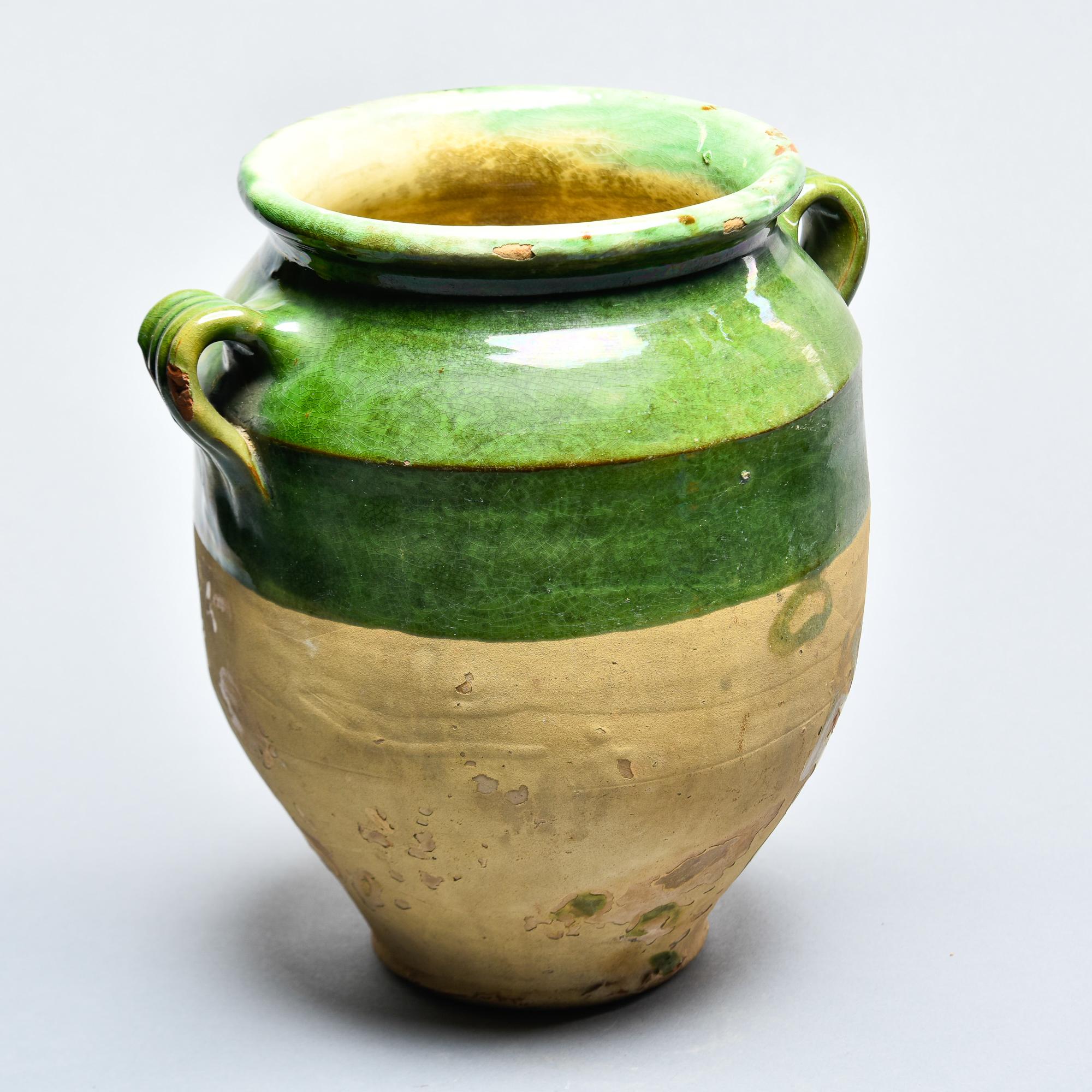 Glazed Early 20th C French Large Green Confit Jar For Sale