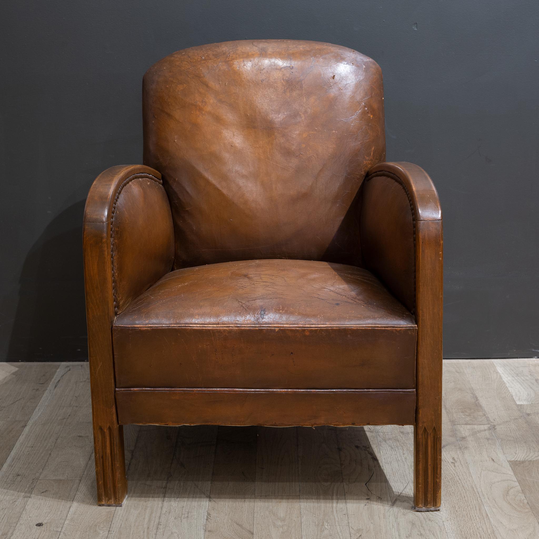 Early 20th c. French Library Club Chair c.1930-1940 In Good Condition In San Francisco, CA