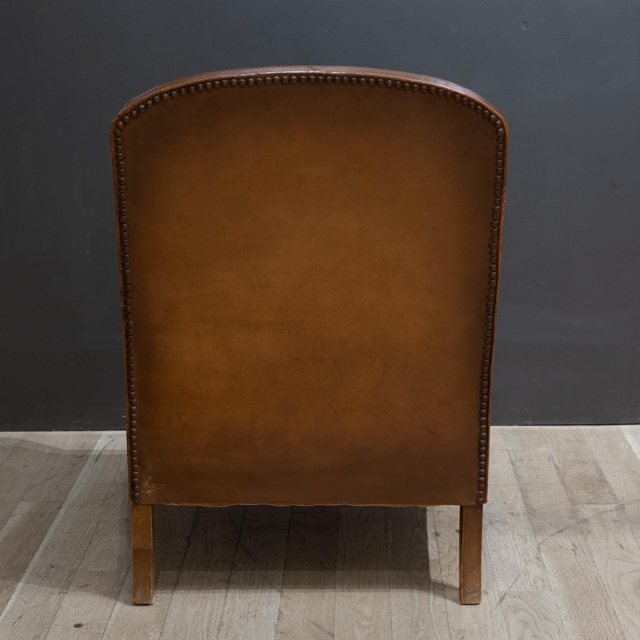 Sheepskin Early 20th c. French Library Club Chair c.1930-1940
