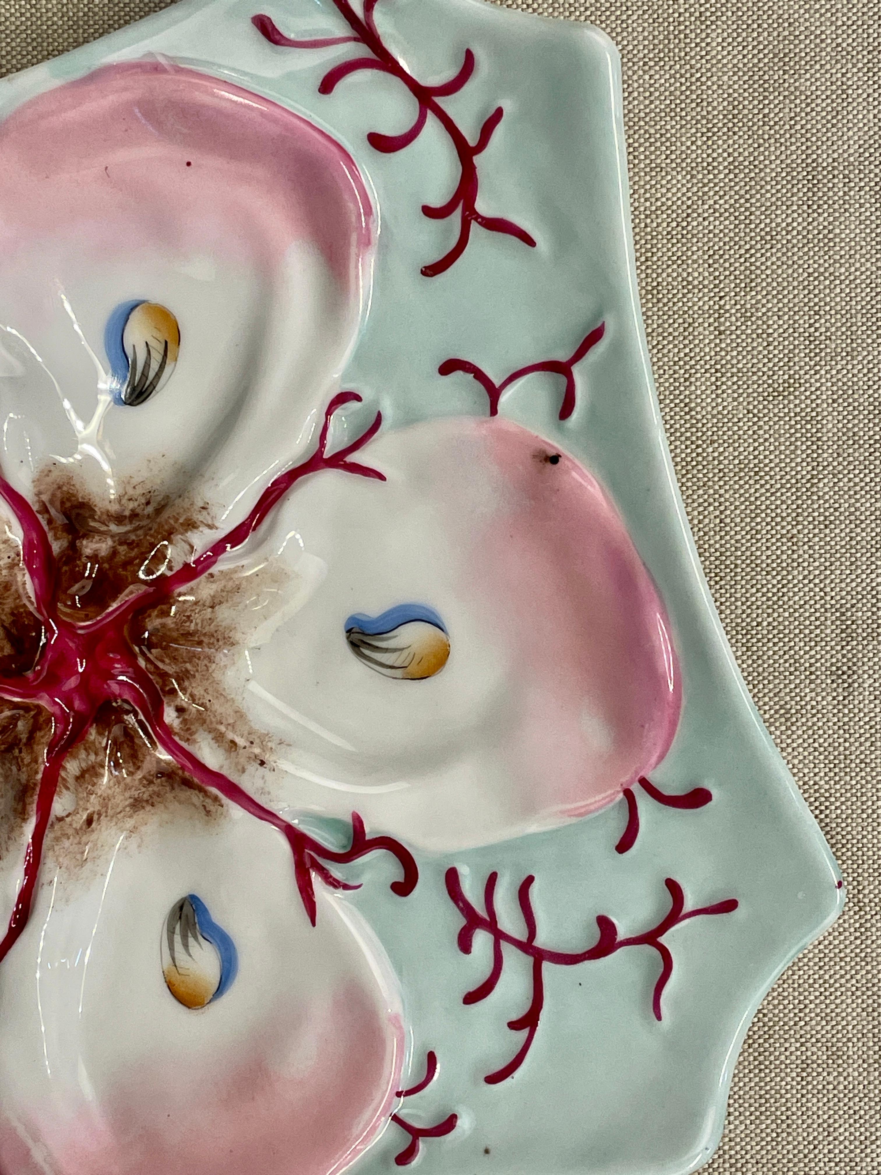 Early 20th c. French Limoges Porcelaine Oyster Plate In Good Condition In Winter Park, FL