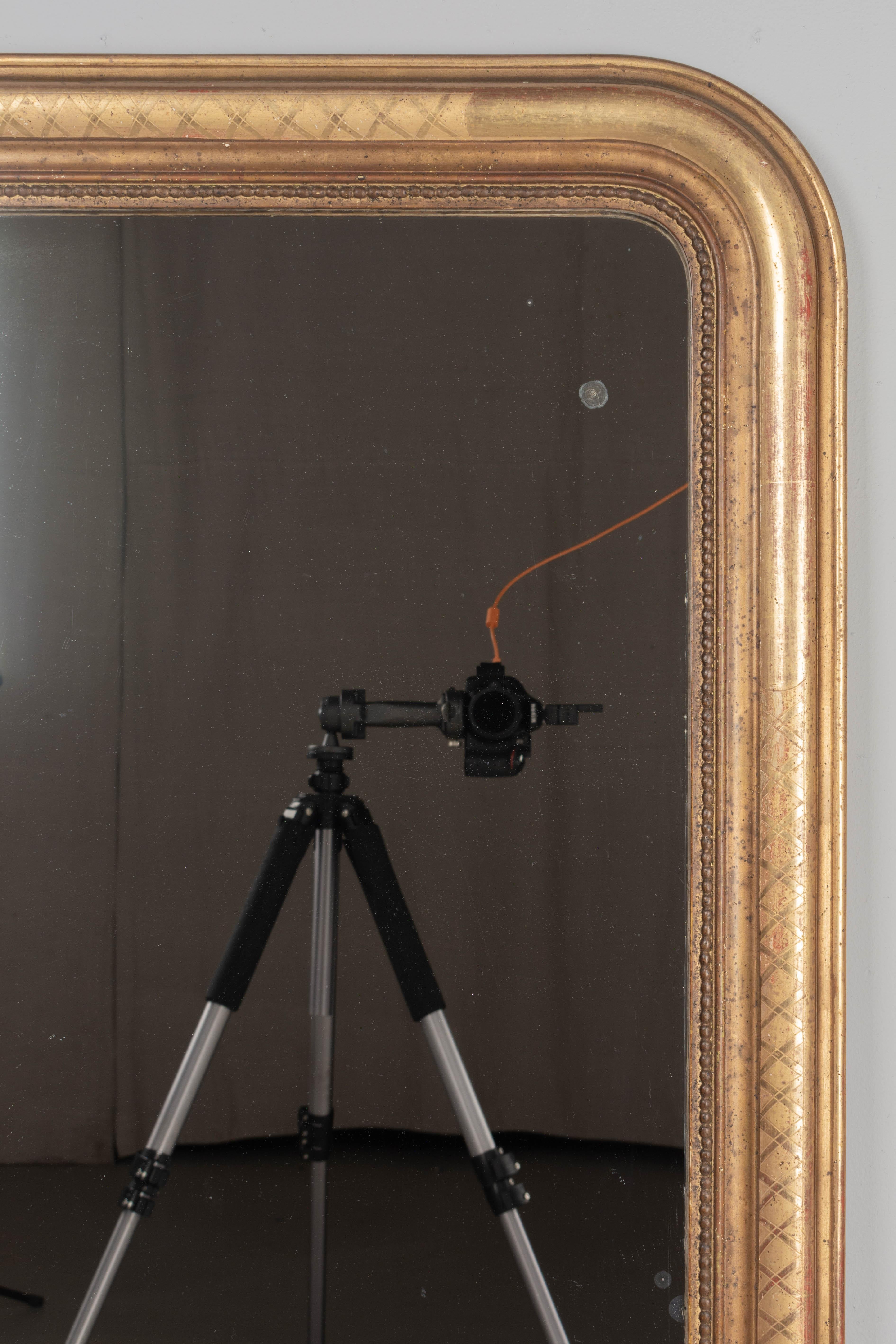 Early 20th c. French Louis Philippe Style Gilded Mirror In Good Condition In Winter Park, FL