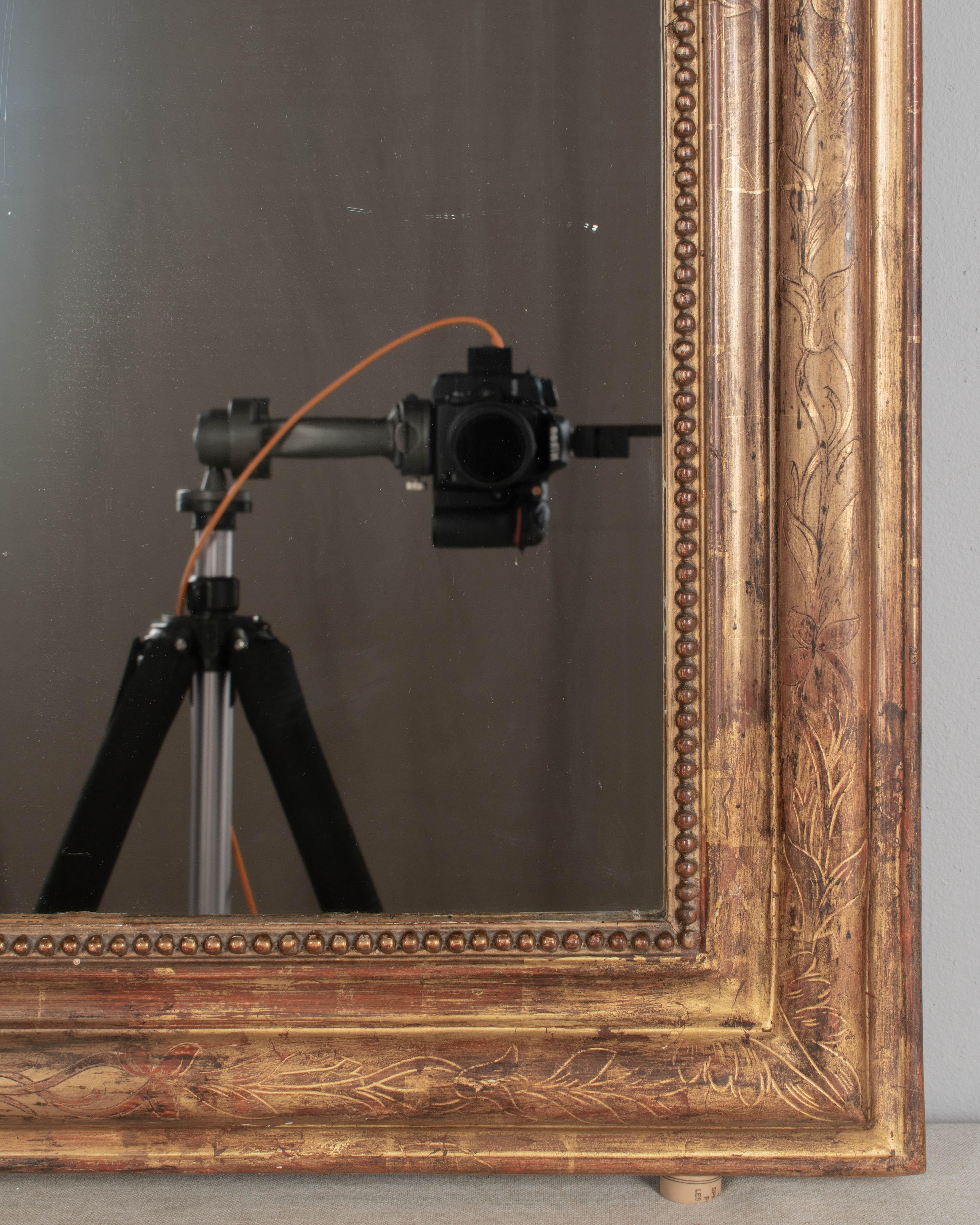 Early 20th c. French Louis Philippe Style Gilded Mirror 48.5