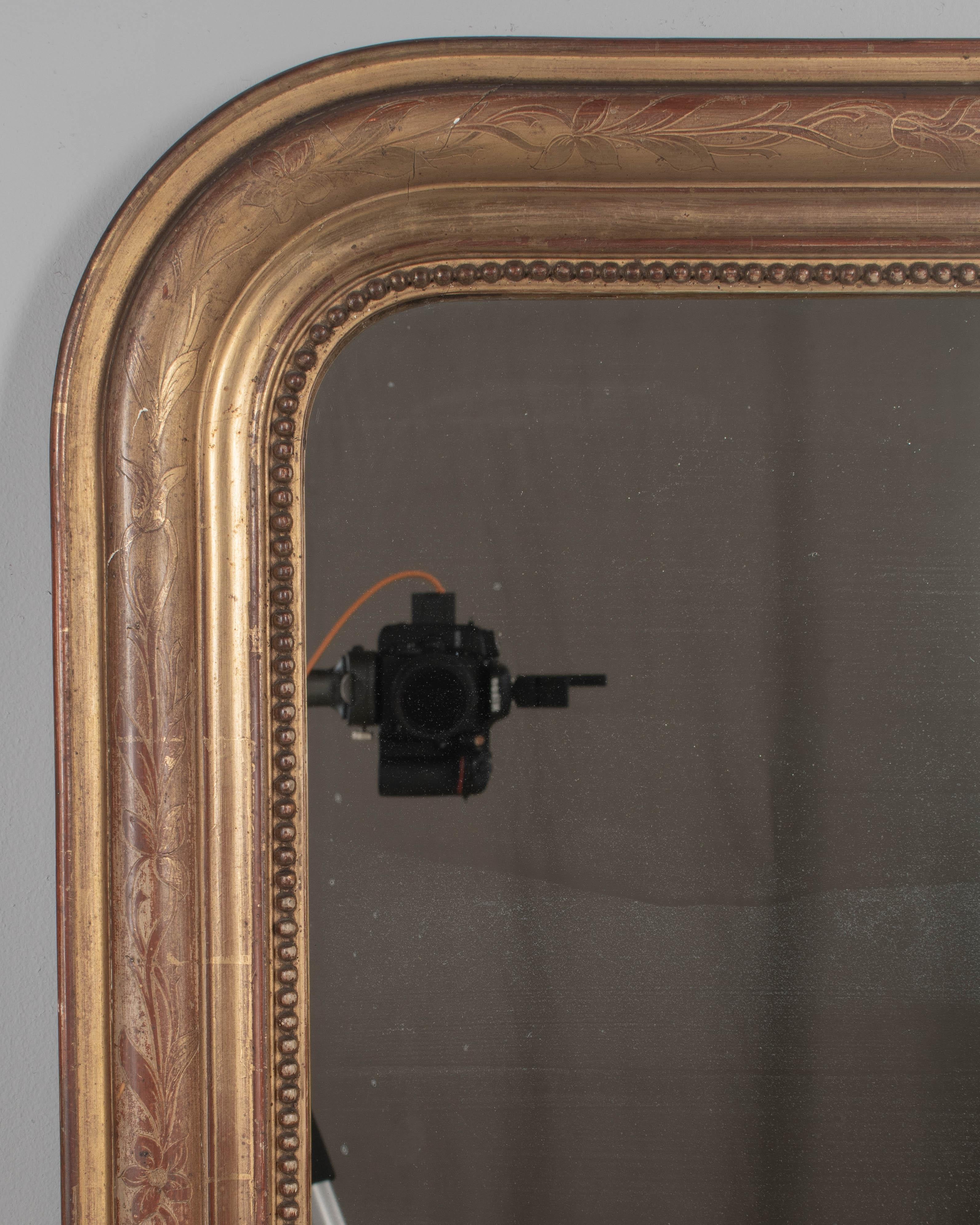 Early 20th c. French Louis Philippe Style Gilded Mirror 48.5