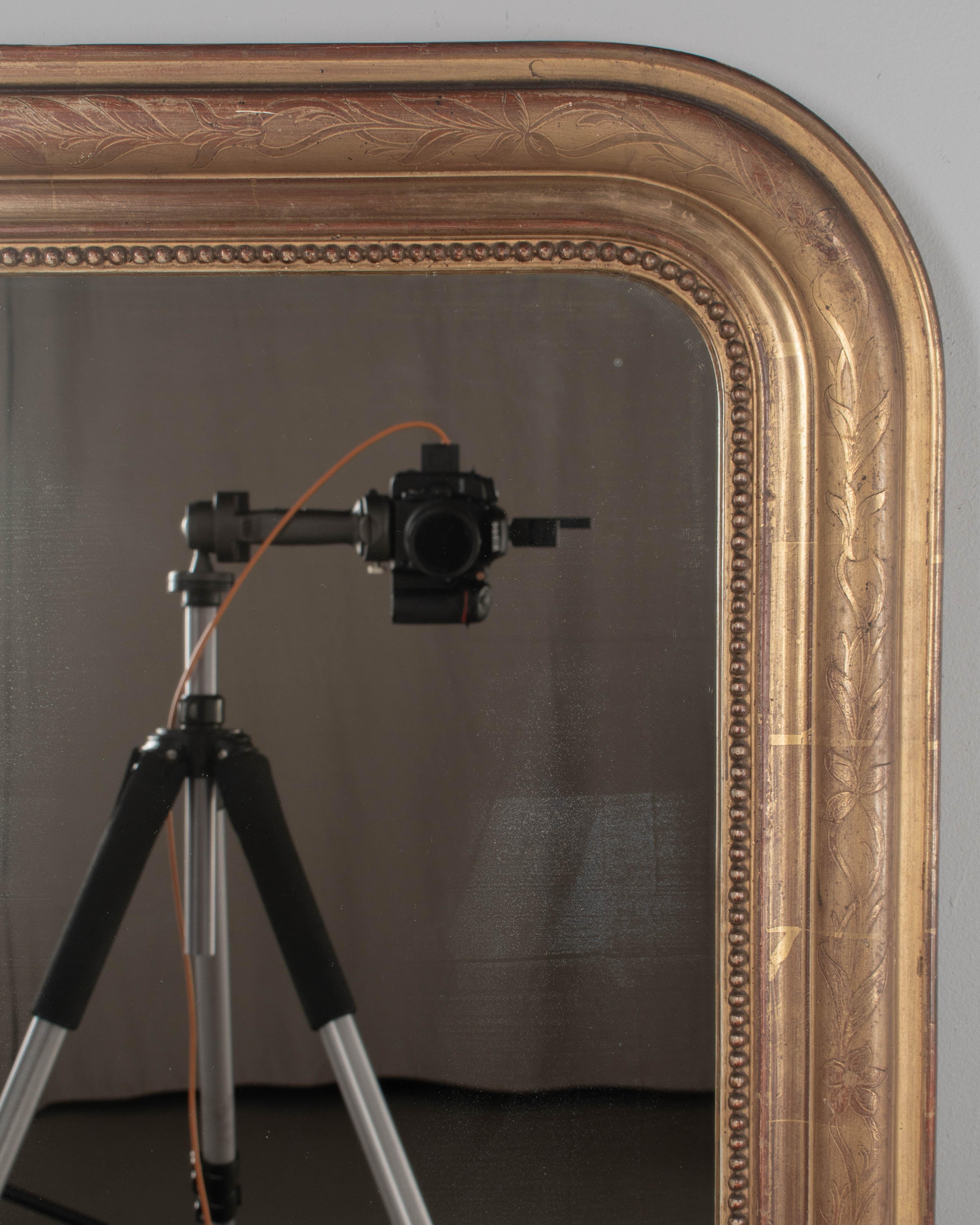 Early 20th c. French Louis Philippe Style Gilded Mirror 48.5