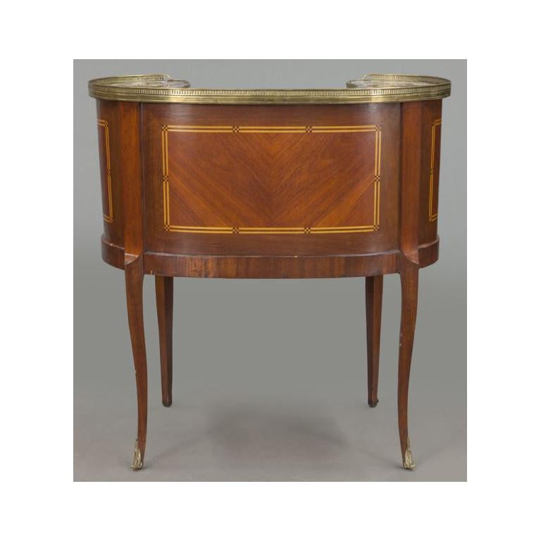 Early 20th C. French Louis XV Carved Mahogany and Marble-Top Lady Table Desk In Excellent Condition For Sale In Dallas, TX