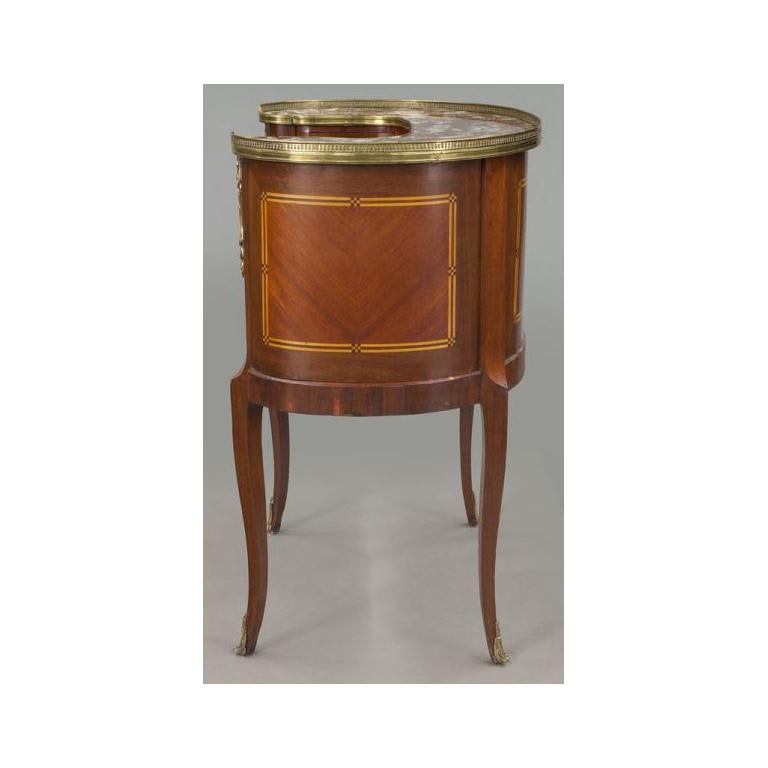 Bronze Early 20th C. French Louis XV Carved Mahogany and Marble-Top Lady Table Desk For Sale