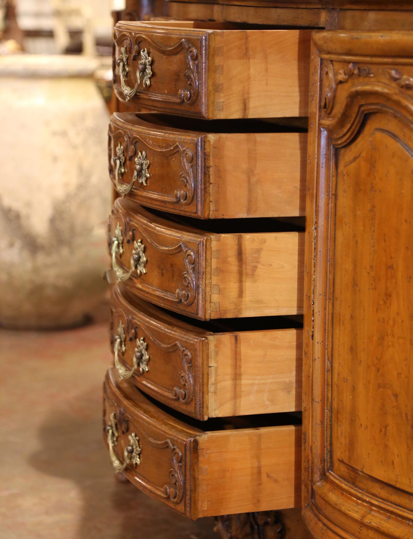 A.I.C. Early 20th C. French Louis XV Marble Top Carved Walnut Four-Door Buffet Enfilade en vente 5