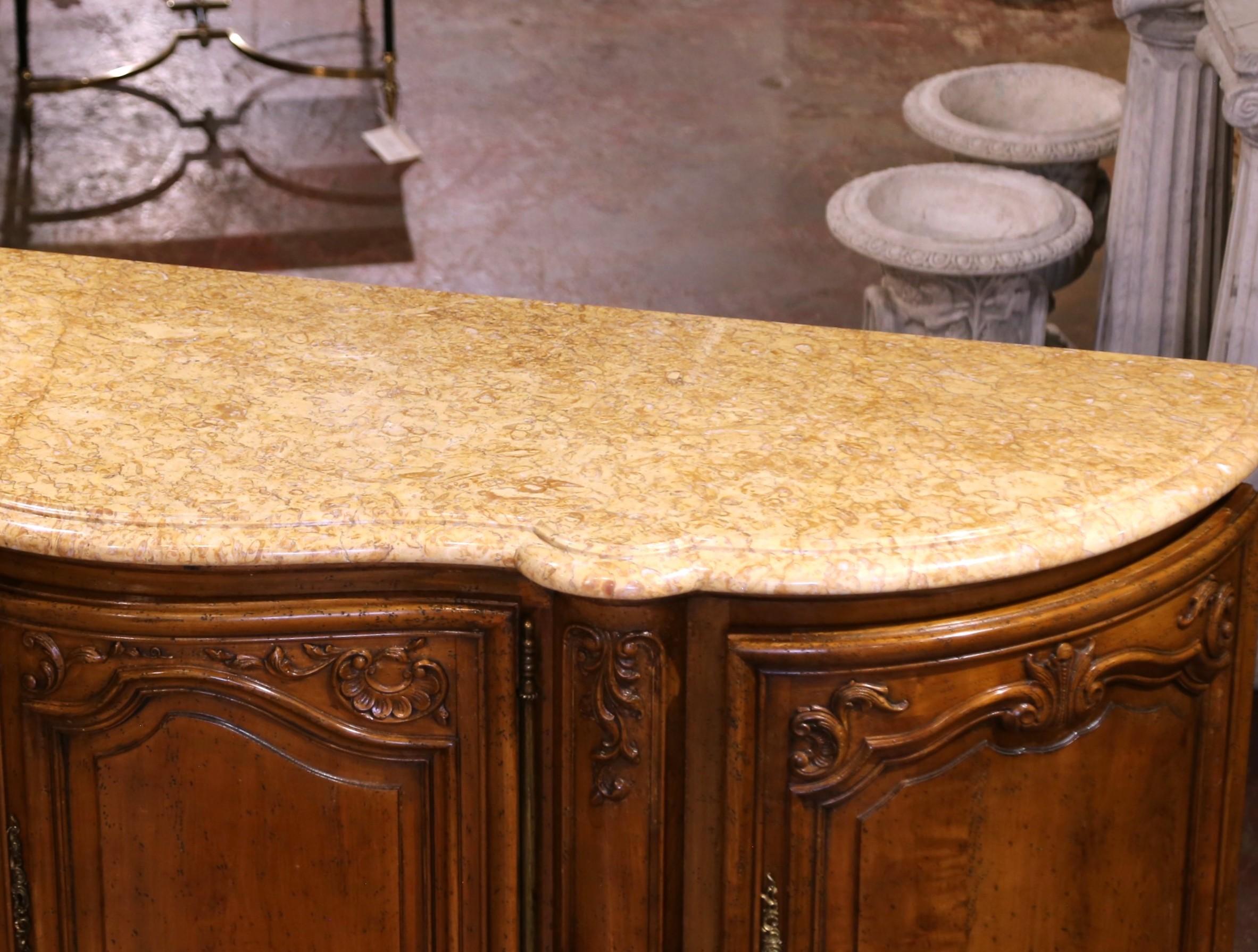 A.I.C. Early 20th C. French Louis XV Marble Top Carved Walnut Four-Door Buffet Enfilade en vente 6
