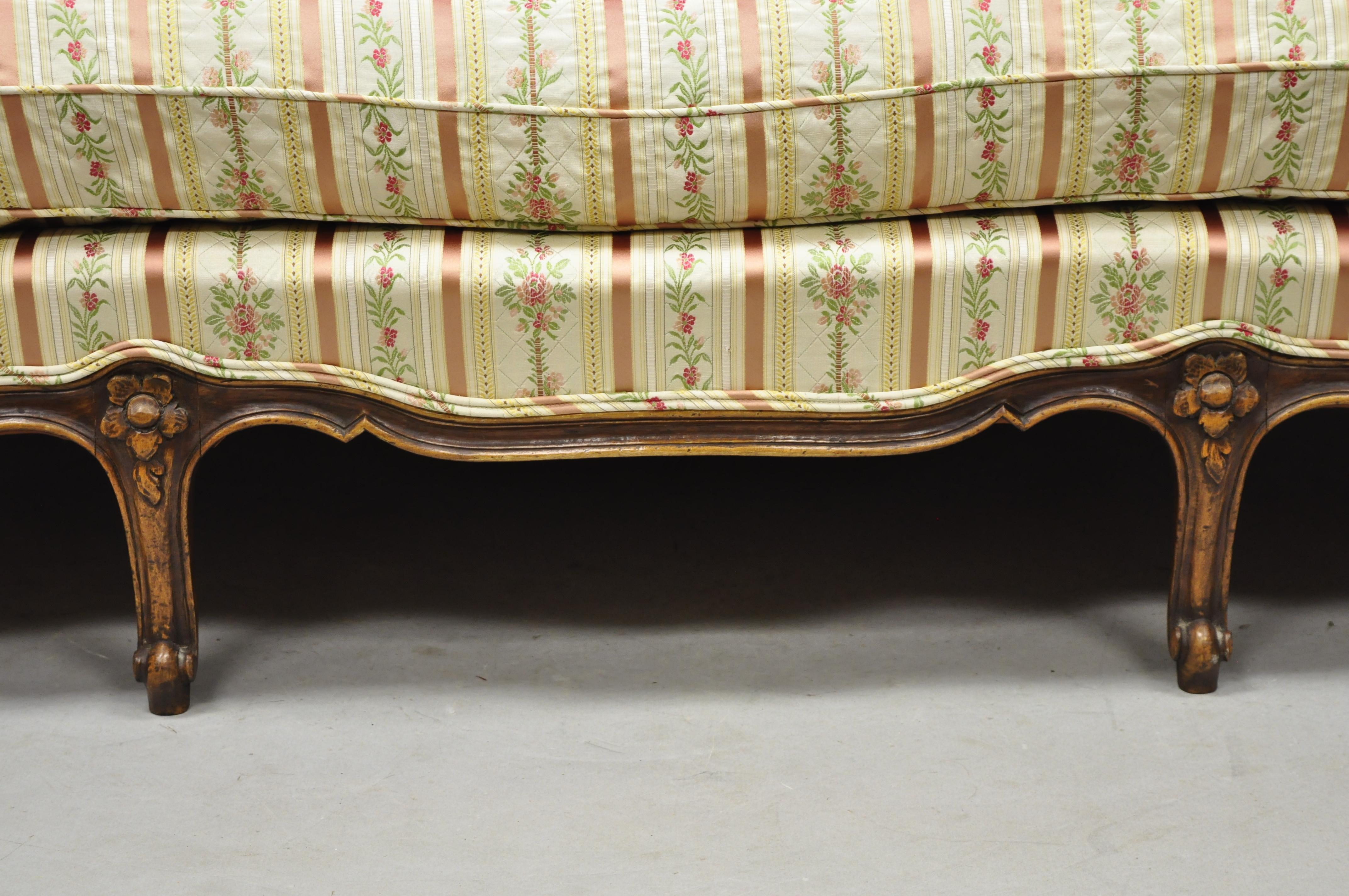 French Louis XV Provincial Style Sofa with Serpentine Carved Back 2