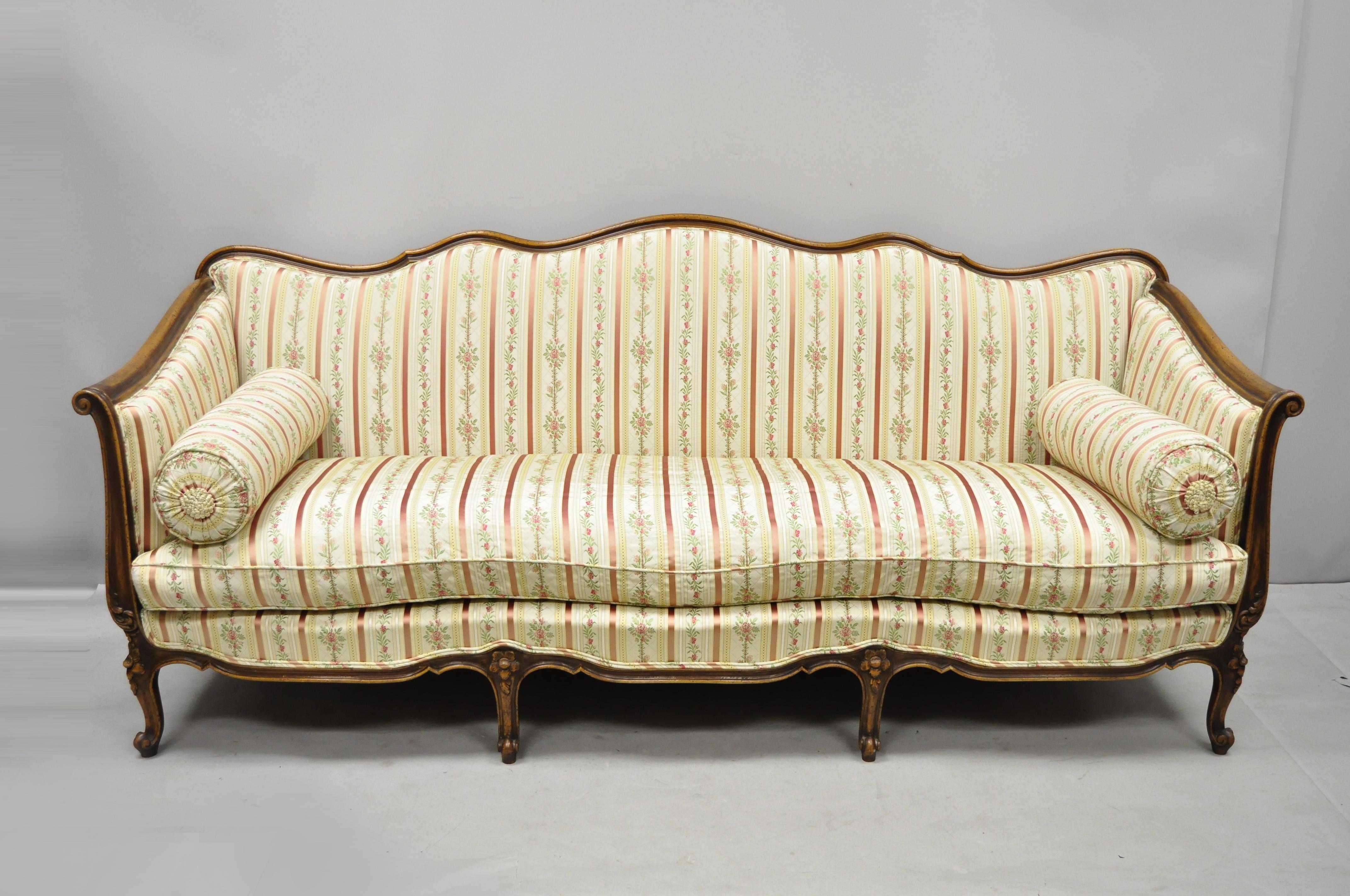 French Louis XV Provincial Style Sofa with Serpentine Carved Back 3