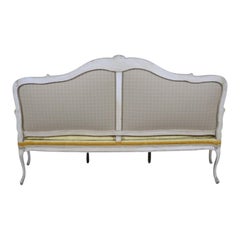 Early 20th-C. French Louis XV Style Painted Canapé Settee Or Sofa In Velvet
