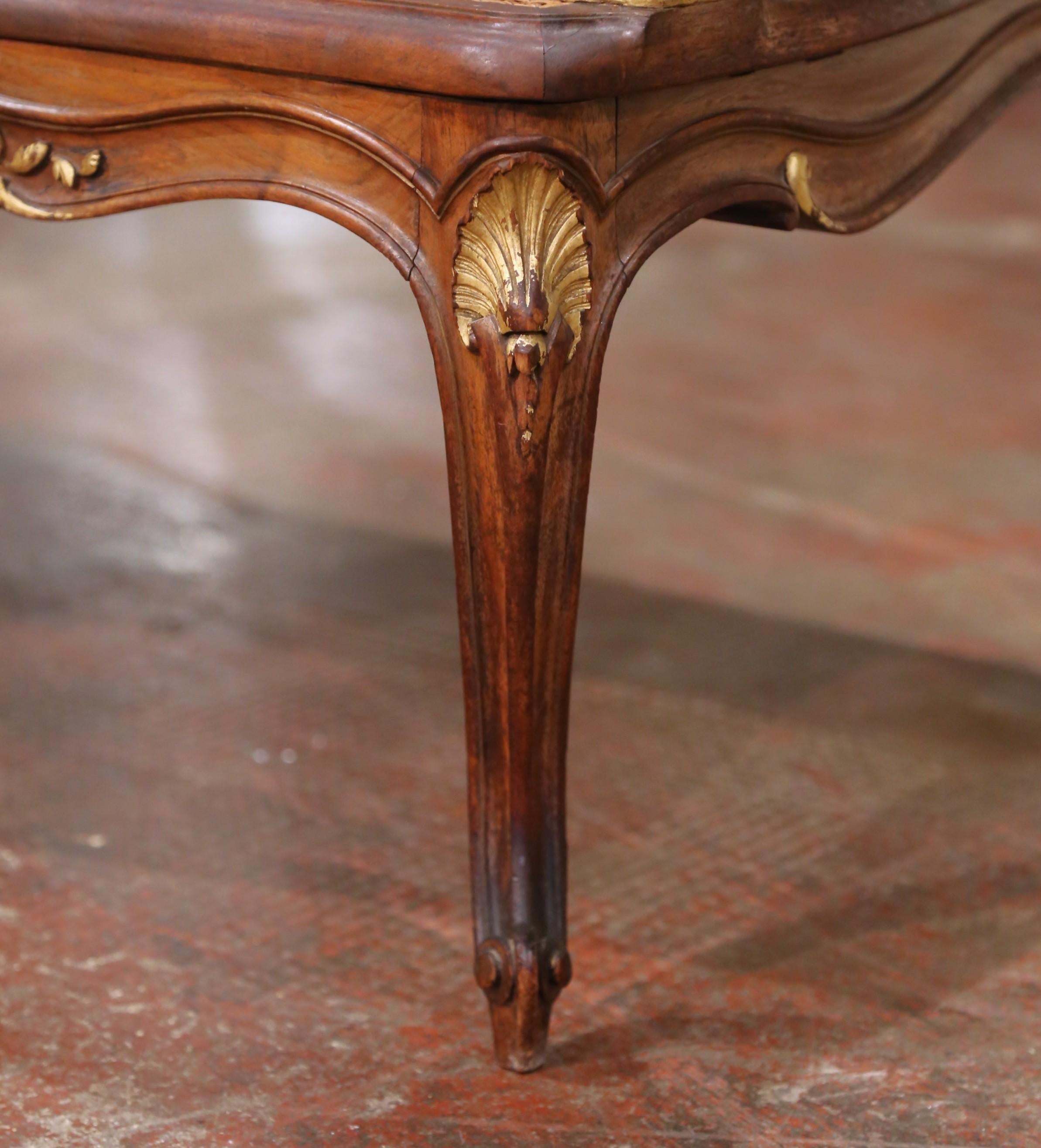 Early 20th C. French Louis XV Style Walnut and Cane Settee with Parcel Gilt For Sale 5