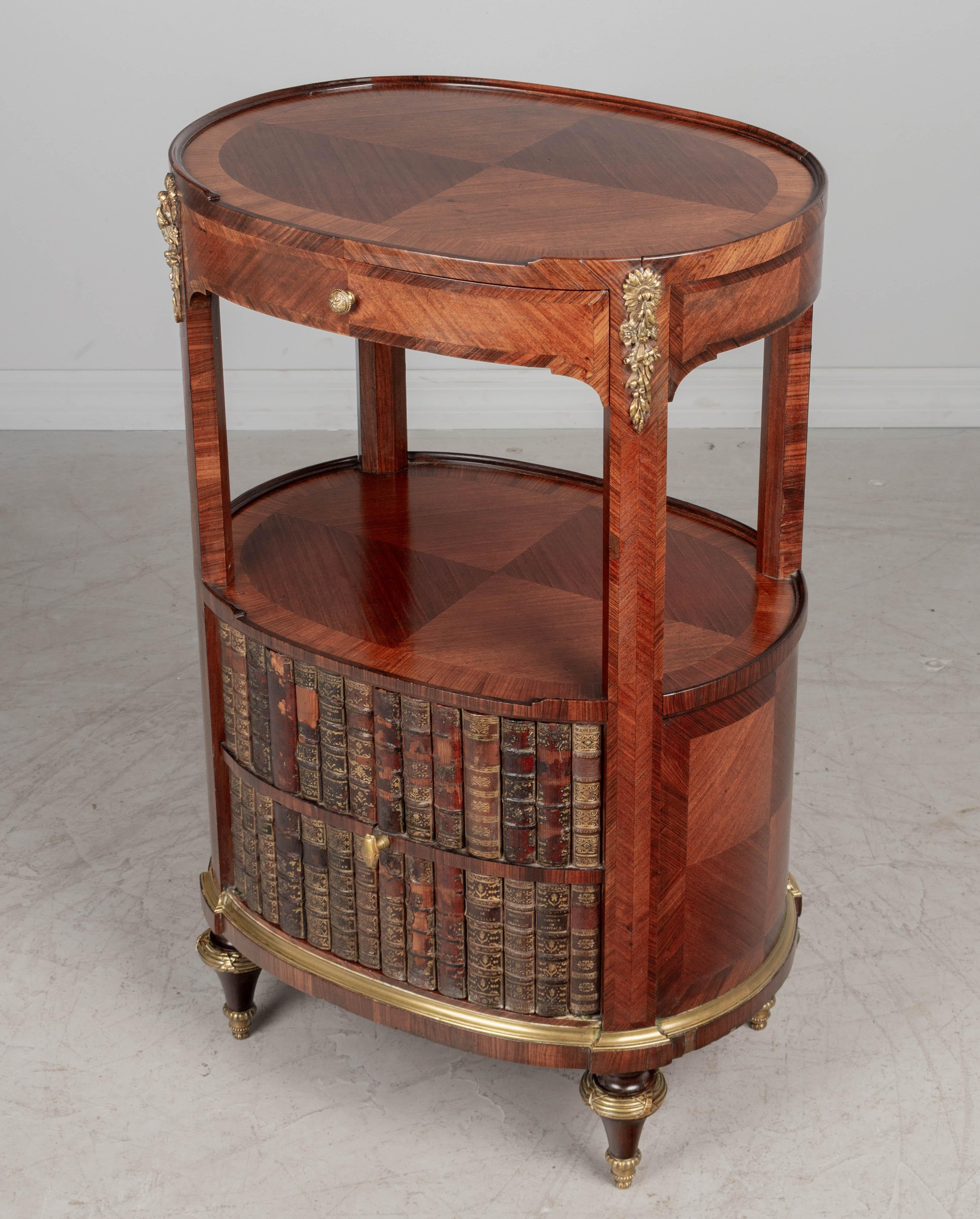 Cast Early 20th c French Louis XVI Style Faux Book Side Table For Sale